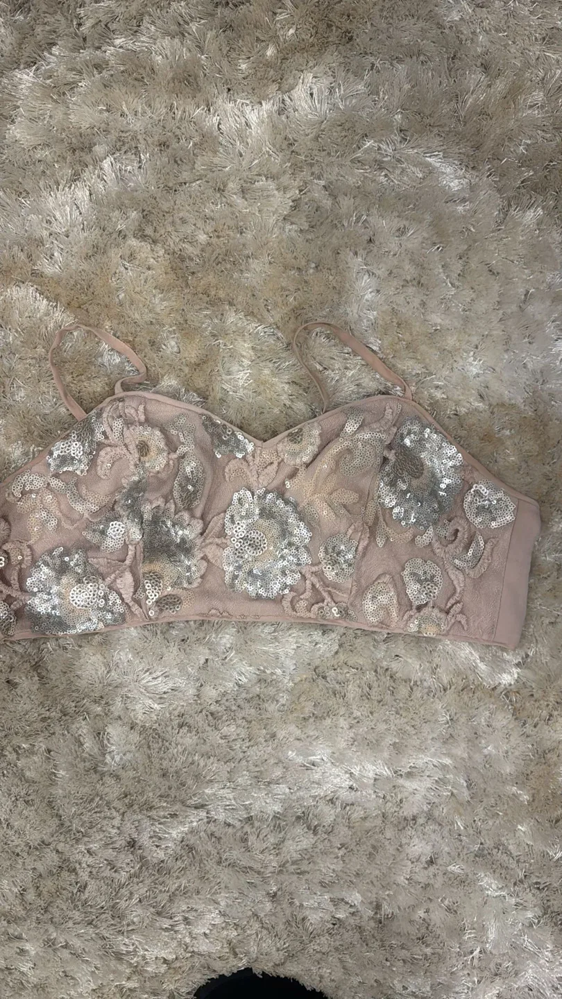 Sequin Embellished Crop Top