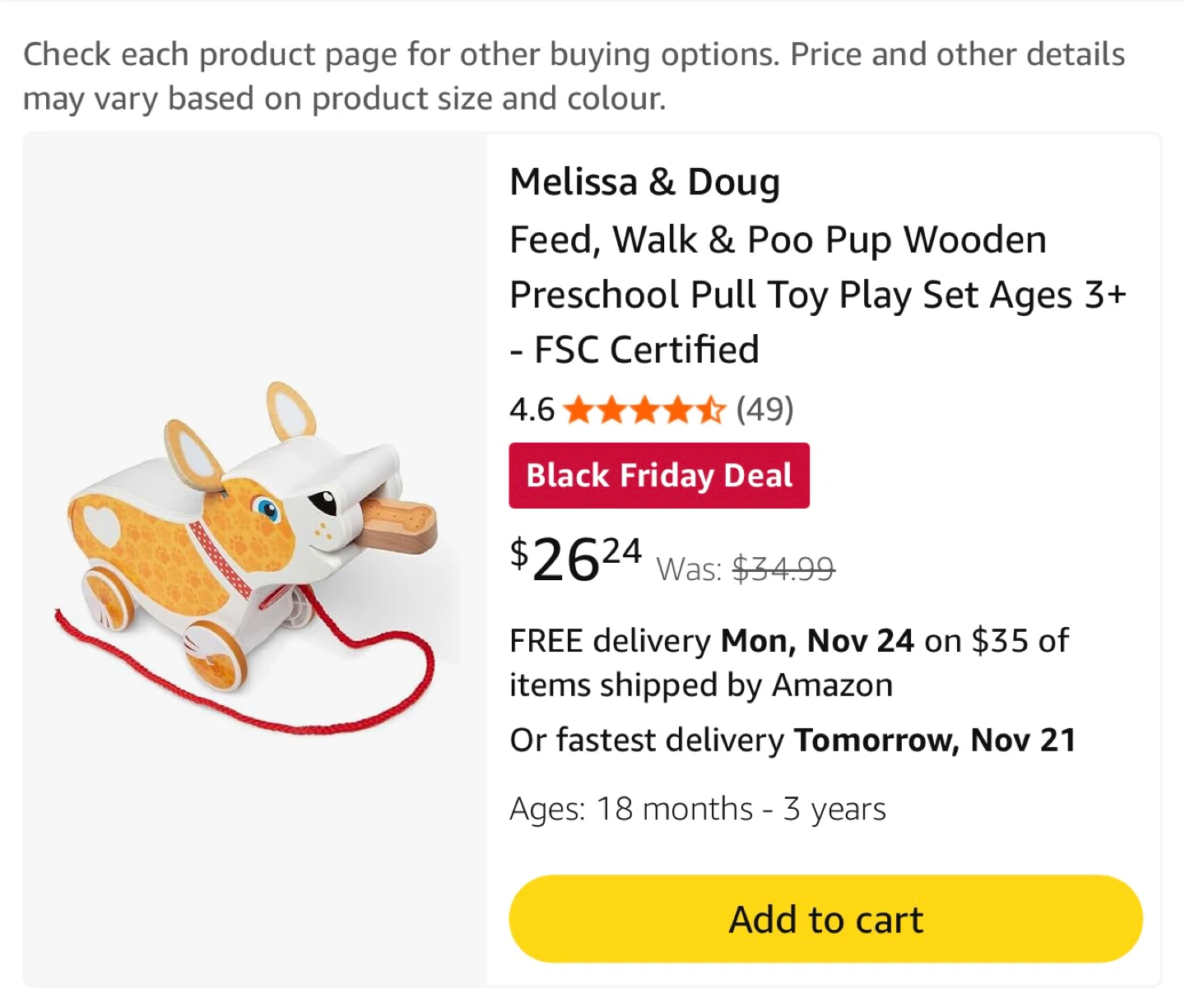 Melissa & Doug Feed, Walk & Poo Pup Wooden Toy