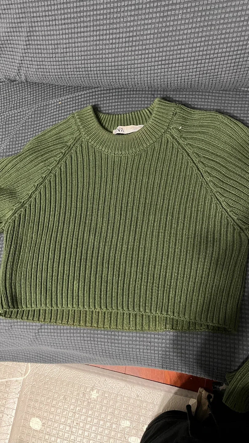 Zara Green Knit Sweater, Size M image indicator(2)