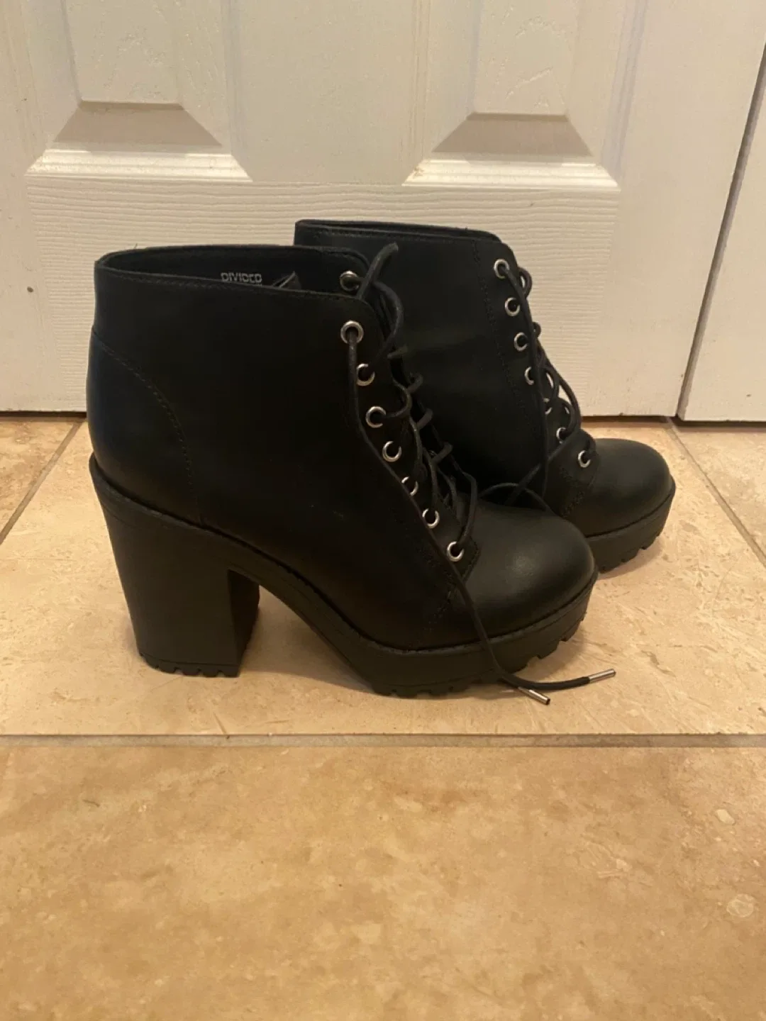 Divided Black Heeled Ankle Boots