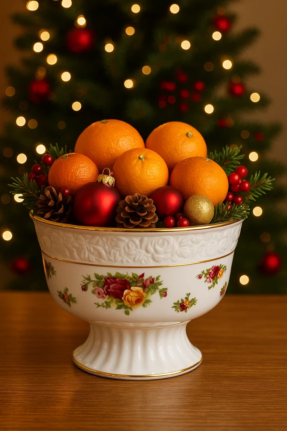 🌹 Royal Albert Old Country Roses Pedestal Bowl (1980s–1990s) image indicator(6)