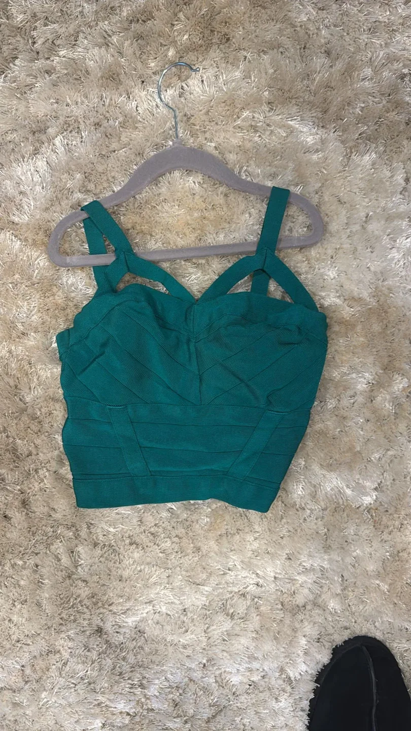 Bebe Emerald Green Bandage Dress Size S/P