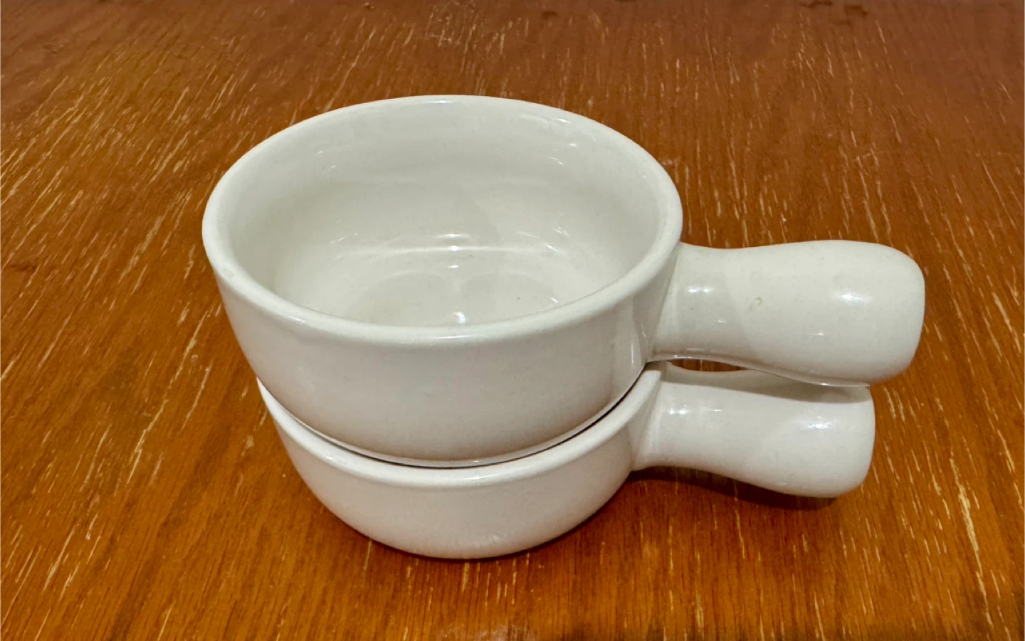 2 Pcs. White Ceramic Soup Bowls with Handles