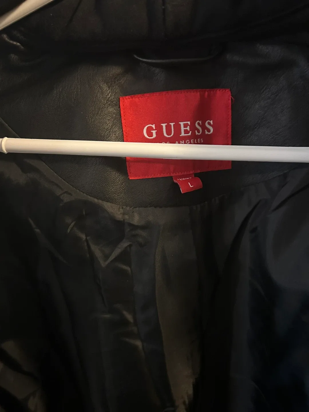 Guess Black & White Faux Leather Jacket - Size L image indicator(4)