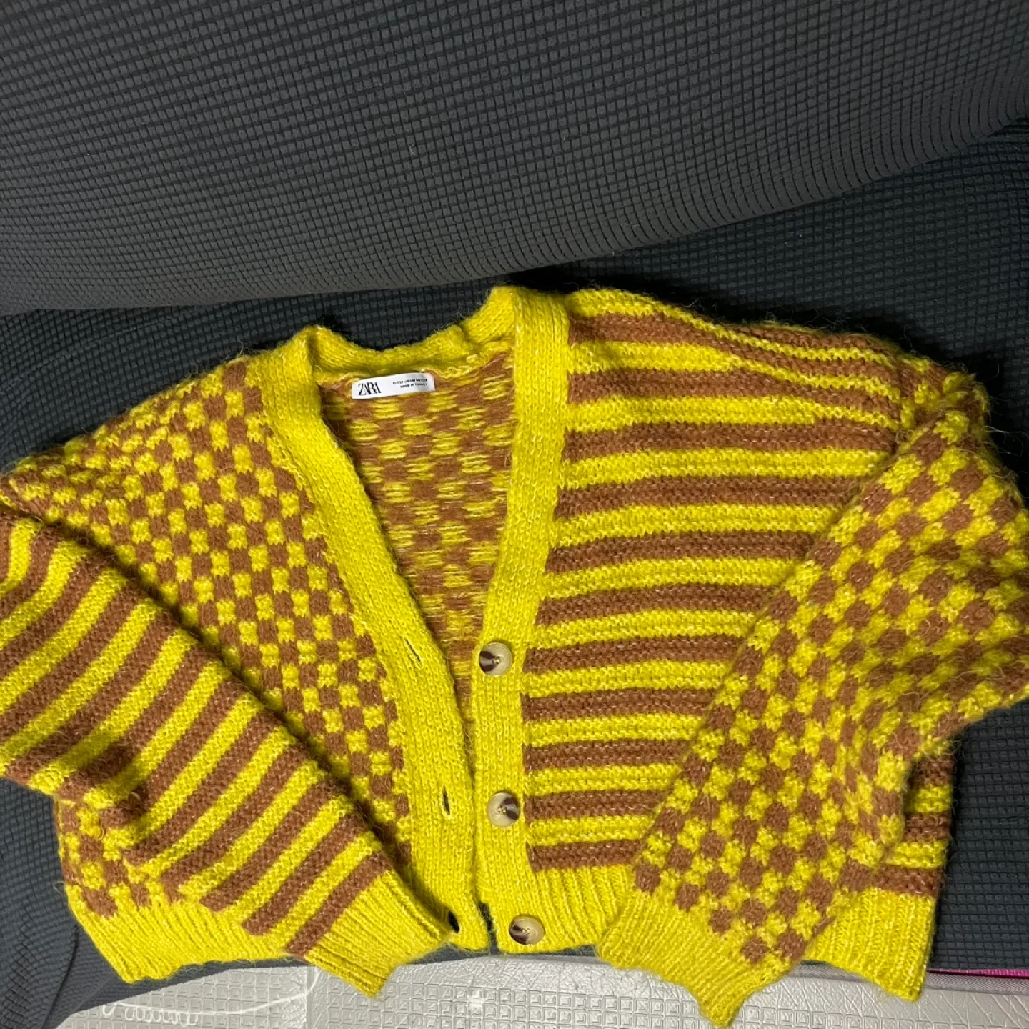 Zara Checkered Knit Cardigan - Size M