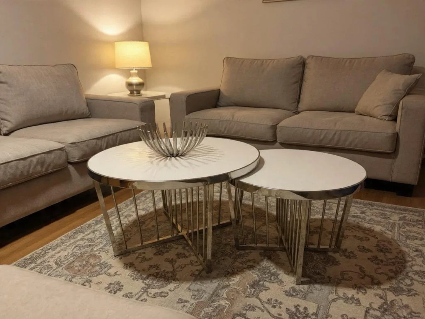 Nesting Coffee Tables - White & Chrome