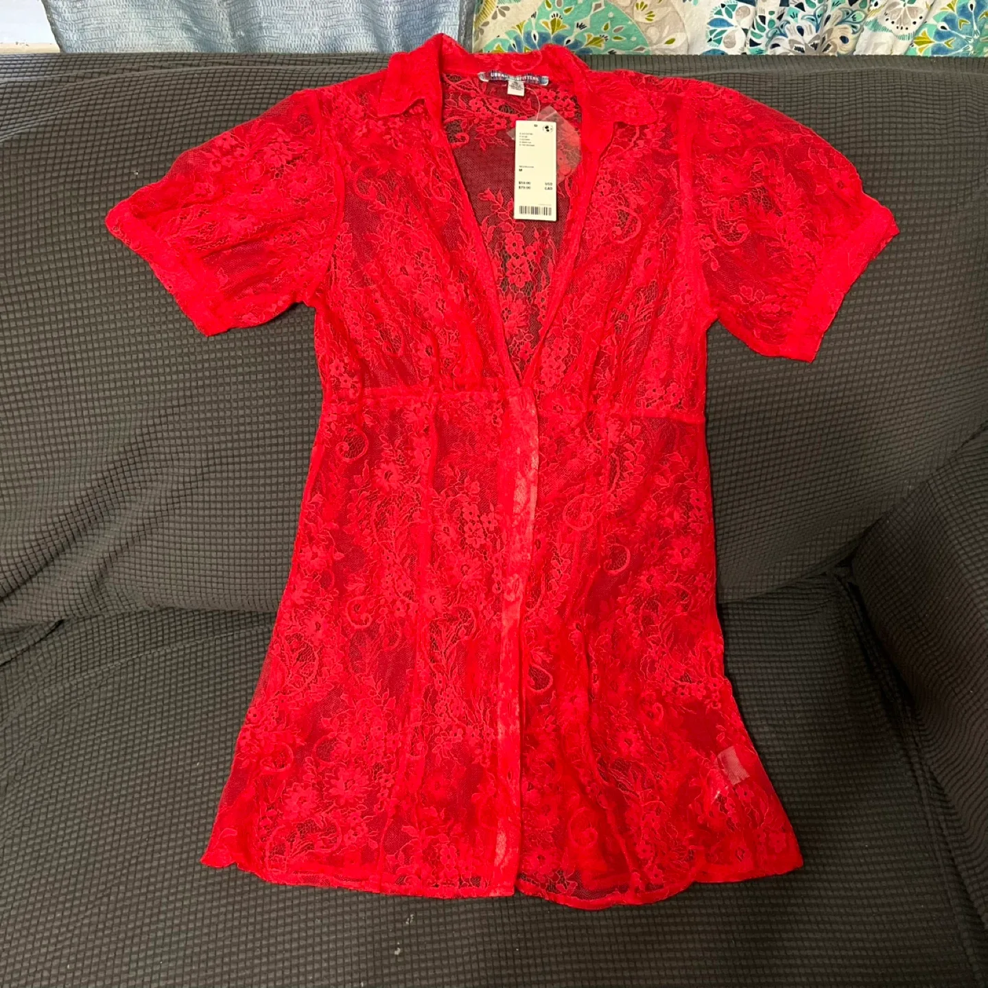 Urban Outfitters Red Lace Top - Size M