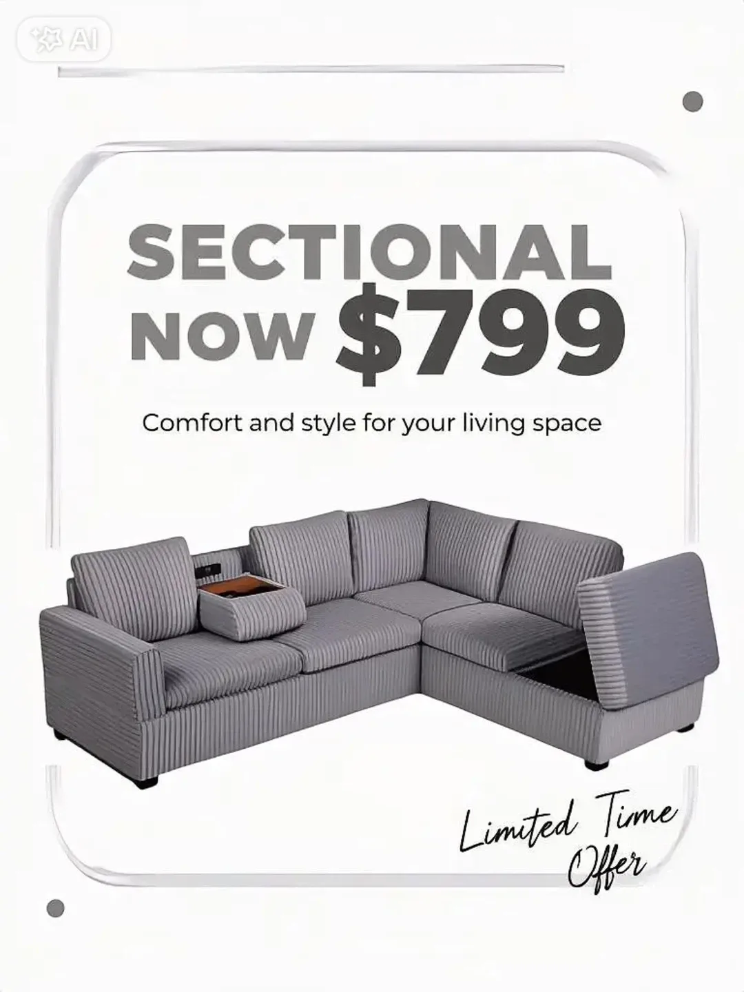 Grey Sectional Sofa - Comfort & Style