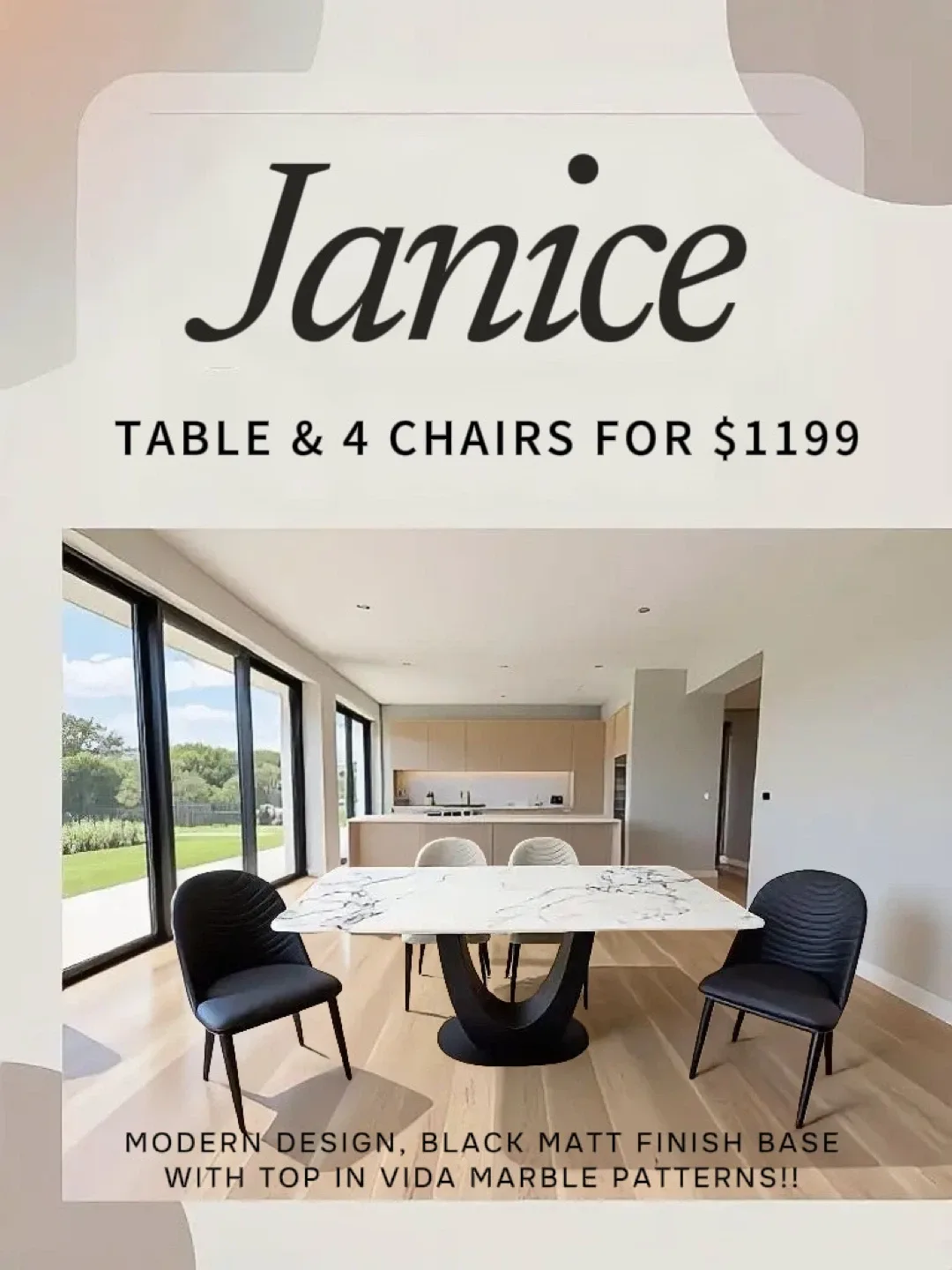 Janice Table & 4 Chairs - Modern Design image indicator(4)