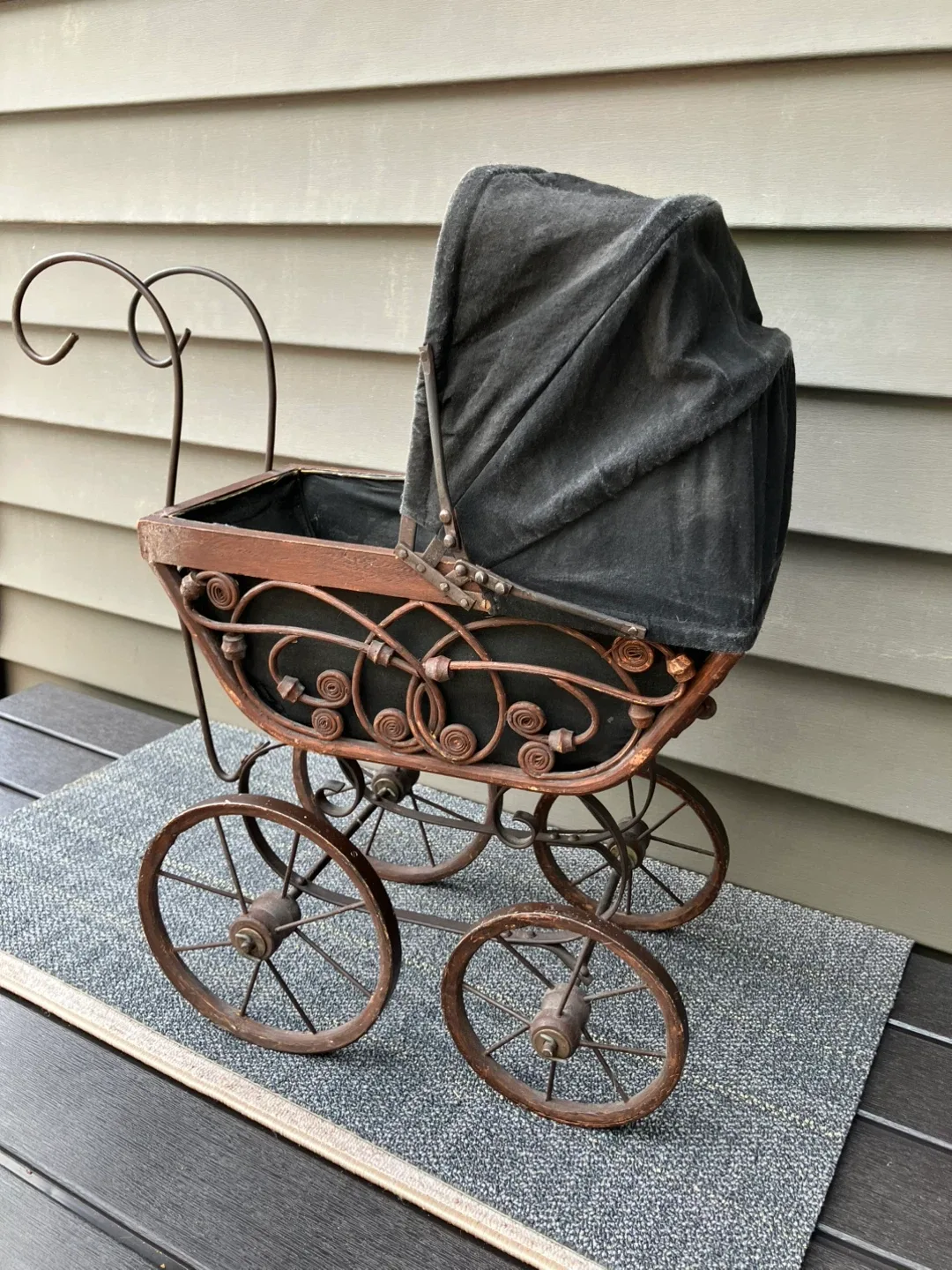 Antique Baby Doll Stroller - Brown/Black