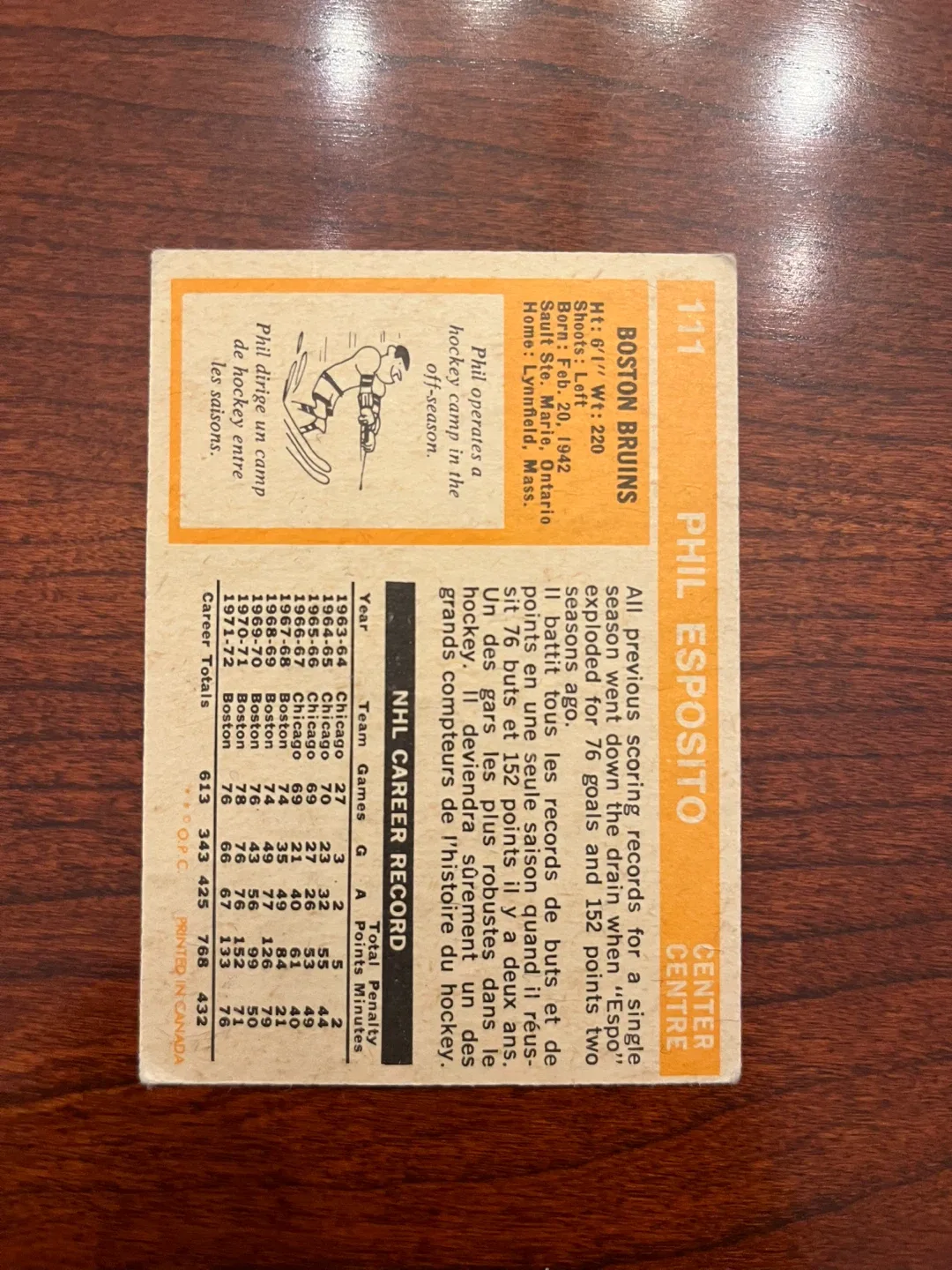 1972-73 O-Pee-Chee - Phil Esposito #111 image indicator(2)