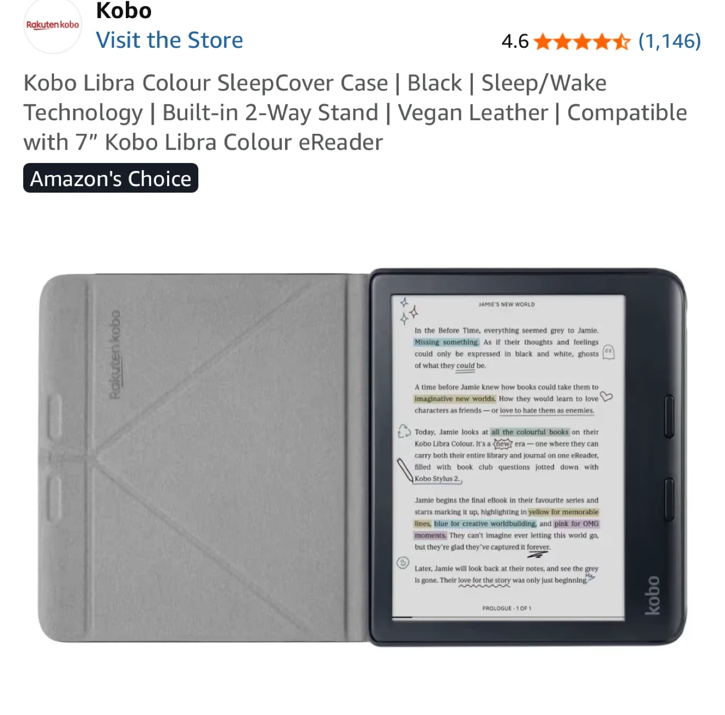 Kobo Libra Colour SleepCover Case - Black image indicator(2)