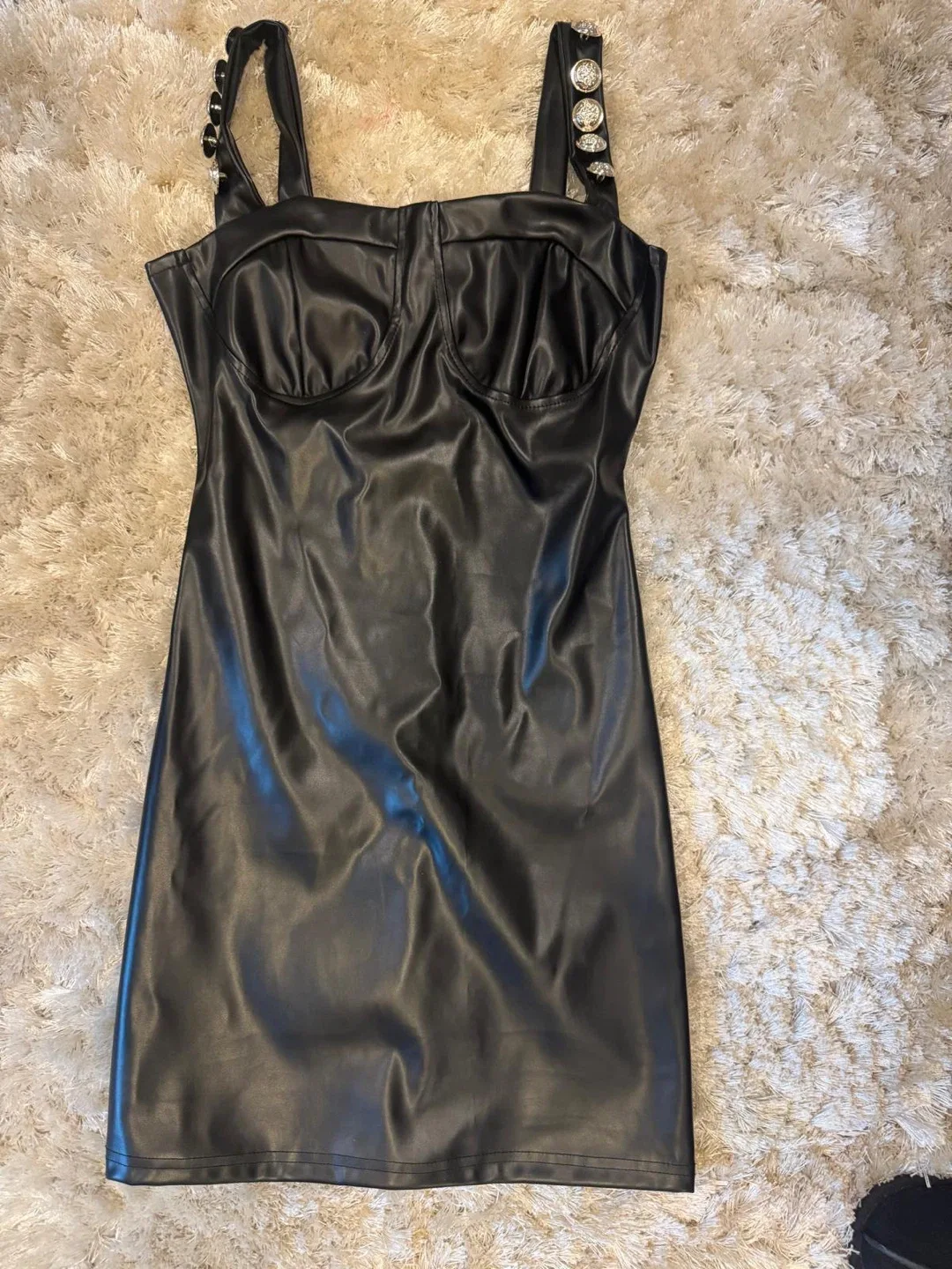 Black Faux Leather Mini Dress