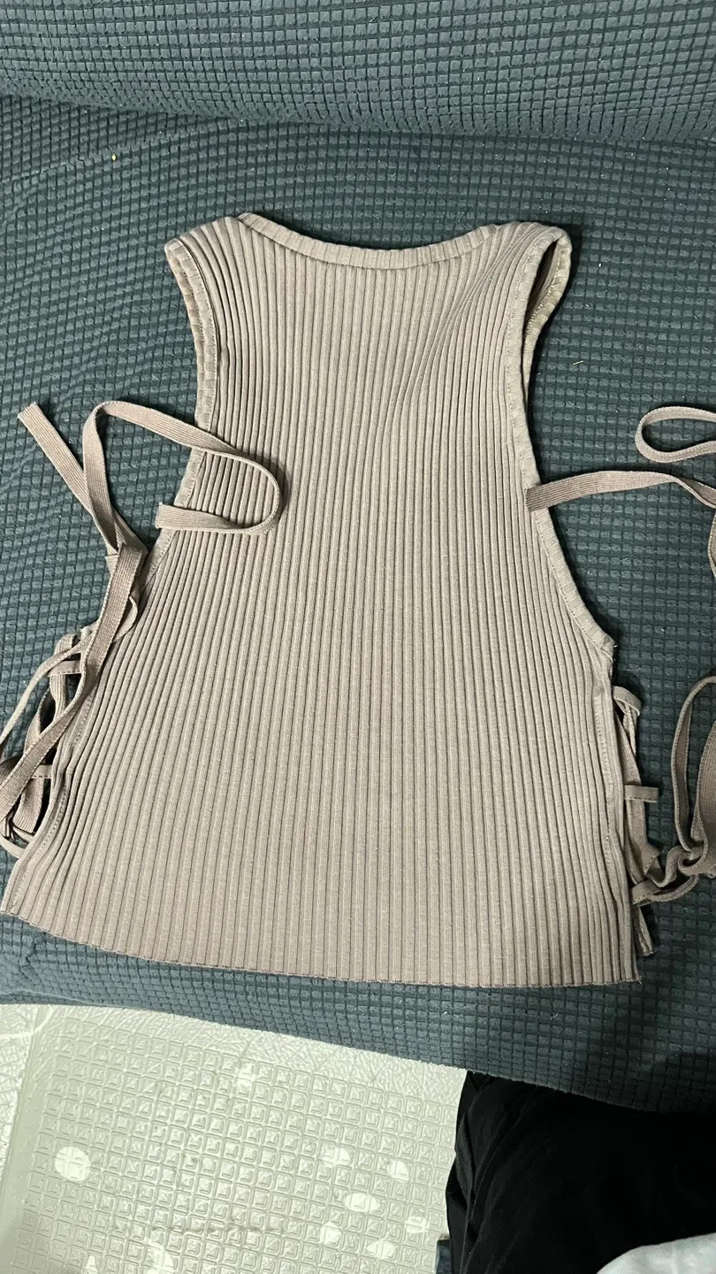 Zara Knit Top with Lace-Up Detail - Size L image indicator(3)