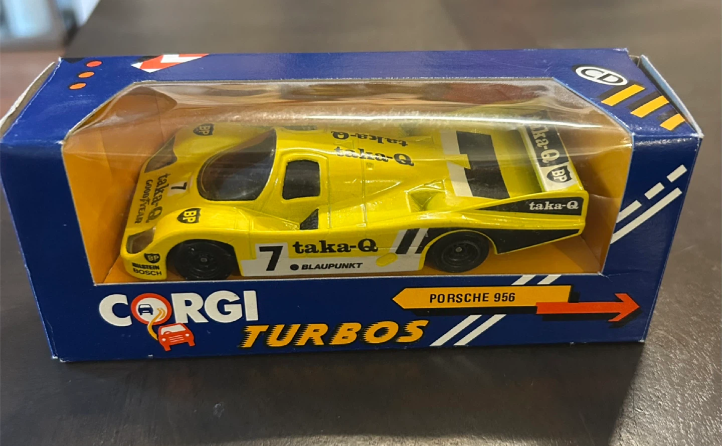 Corgi Turbos - Porsche 956 - 7 Taka-Q - Yellow - Boxed