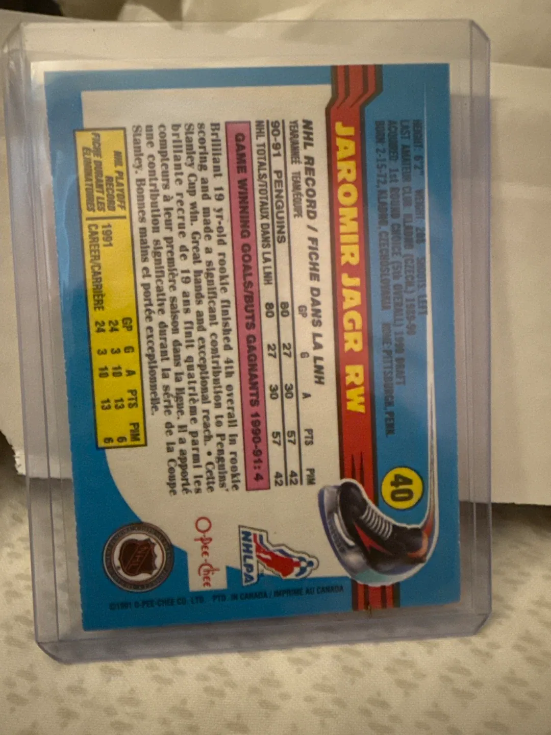 Jaromir Jagr Rookie Hockey Card image indicator(2)