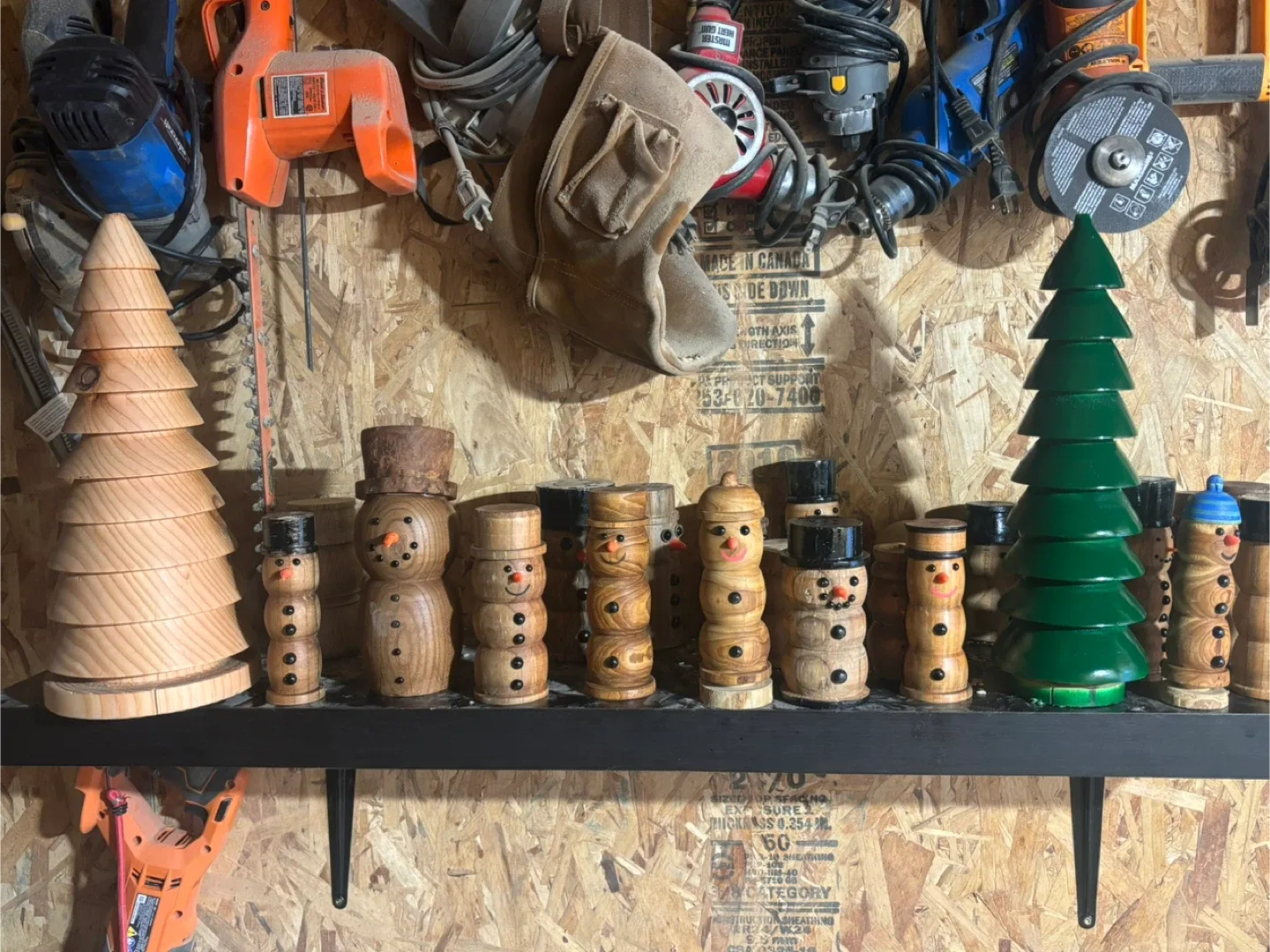 Hand-Turned Wooden Snowmen & Christmas Trees