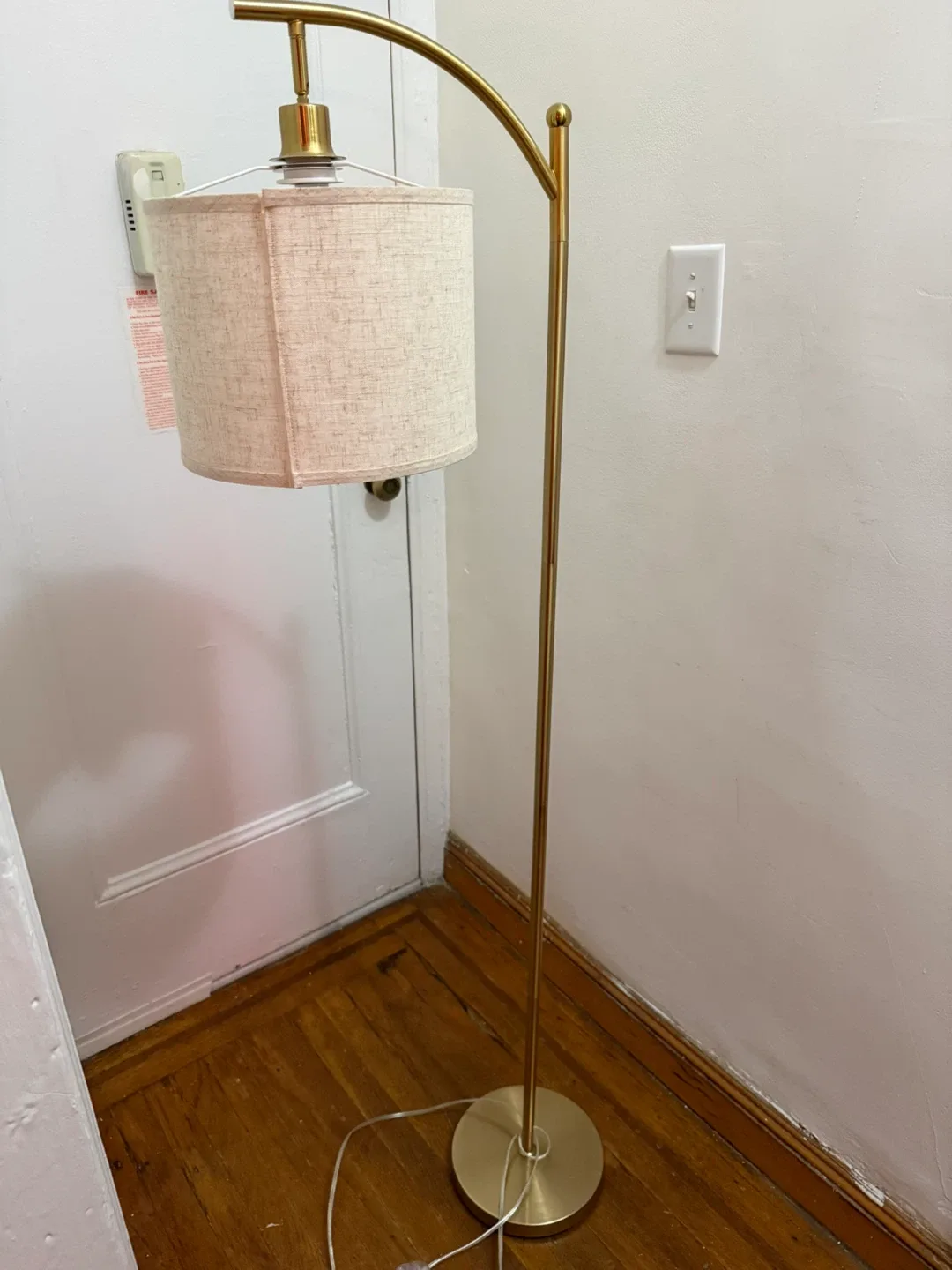 Floor Lamp - Brass Gold with Beige Shade