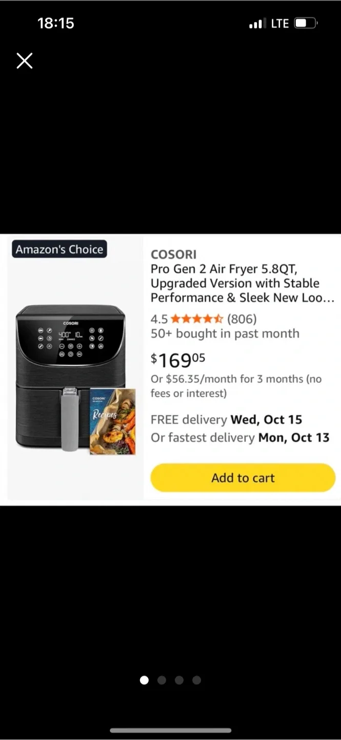 Cosori Pro Gen 2 Air Fryer 5.8QT