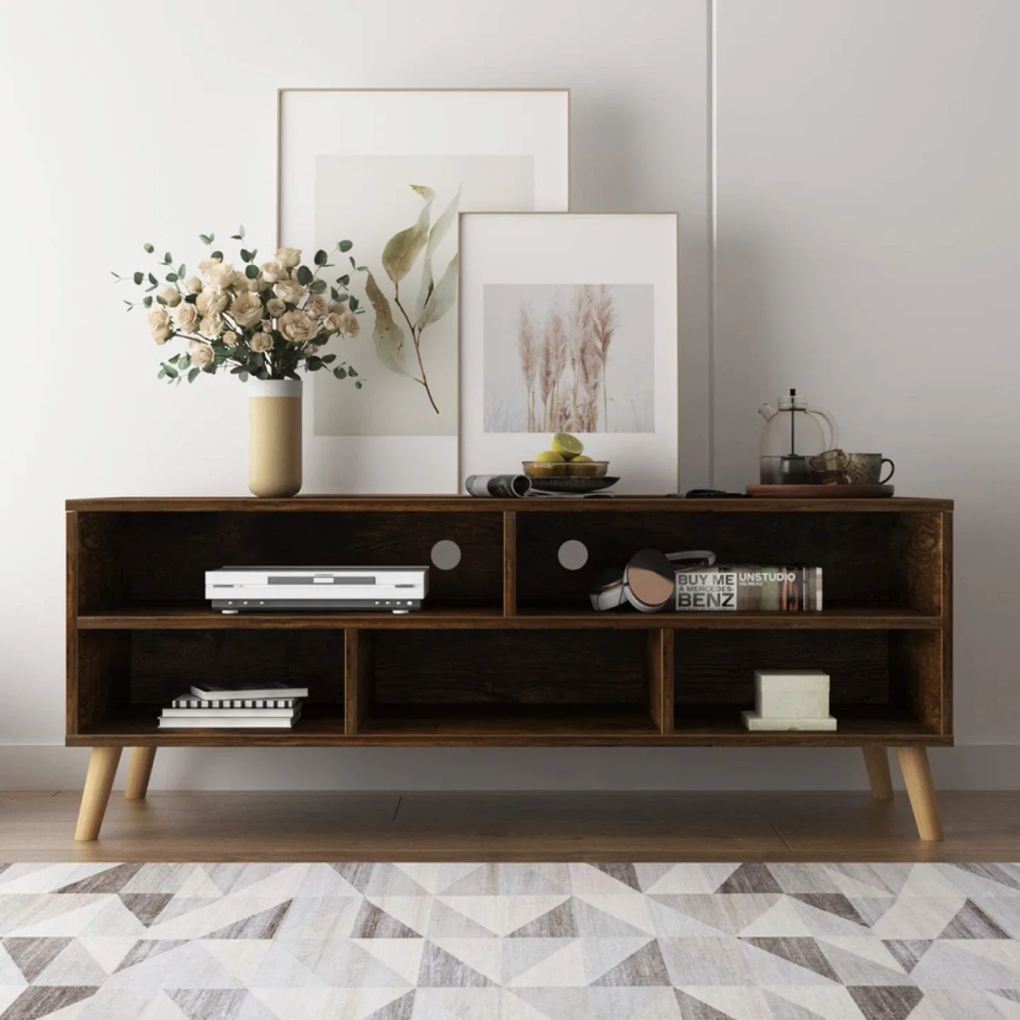 SogesGame TV stand, Rustic Brown