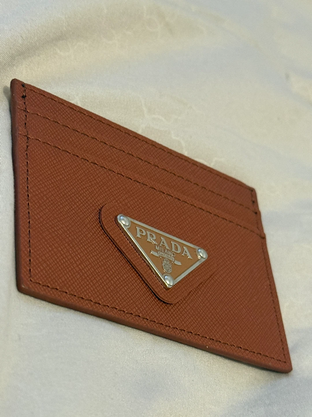 Prada Saffiano Leather Card Holder - Brown - photo 2