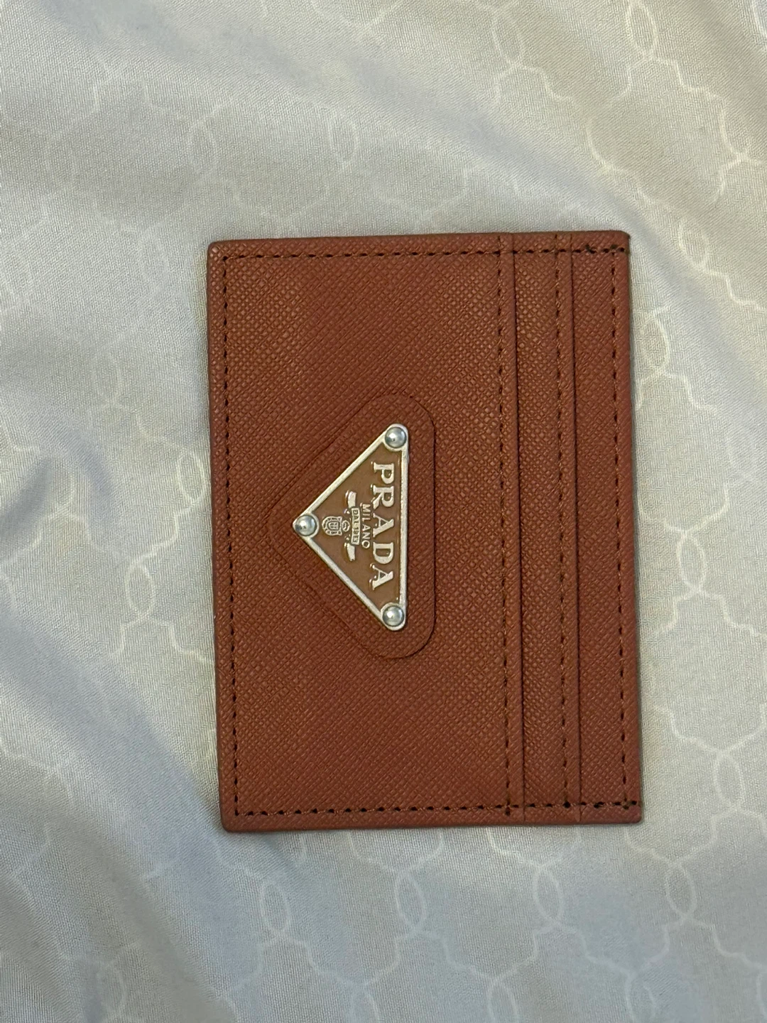 Prada Saffiano Leather Card Holder - Brown