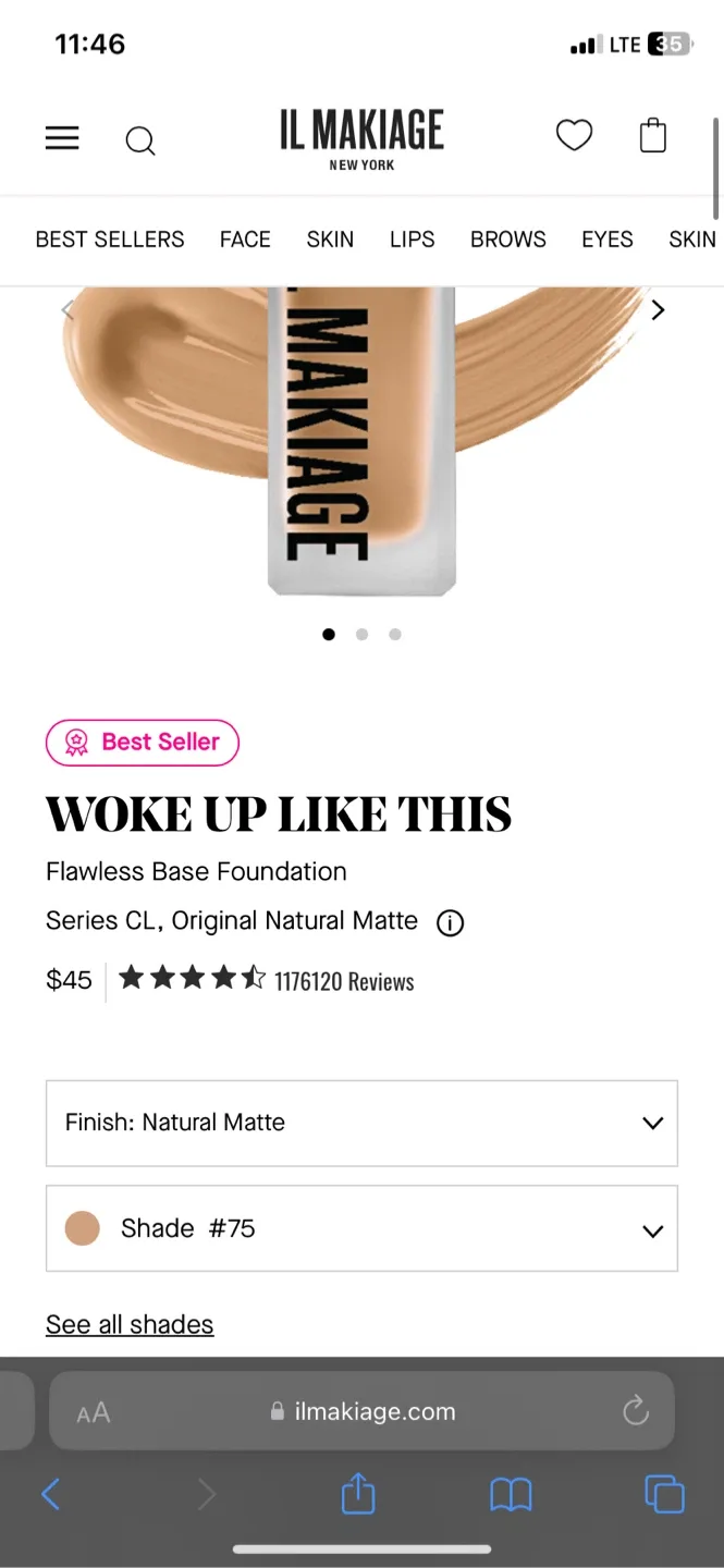 IL MAKIAGE Woke Up Like This Foundation - Shade 075 image indicator(3)