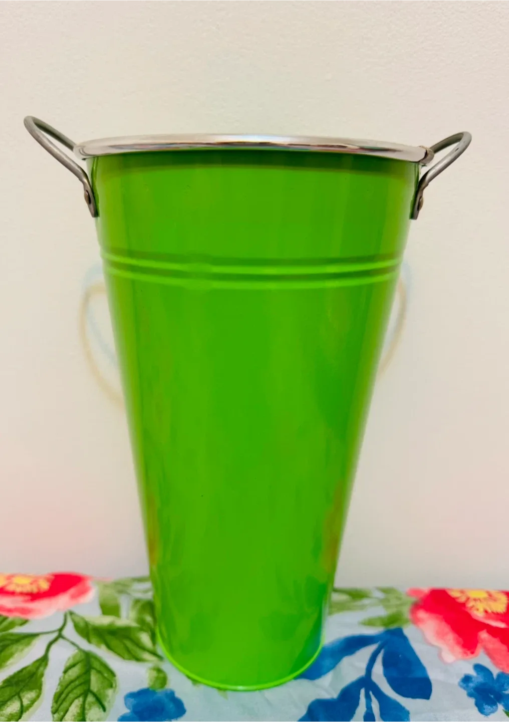 Green Metal Bucket with Handles