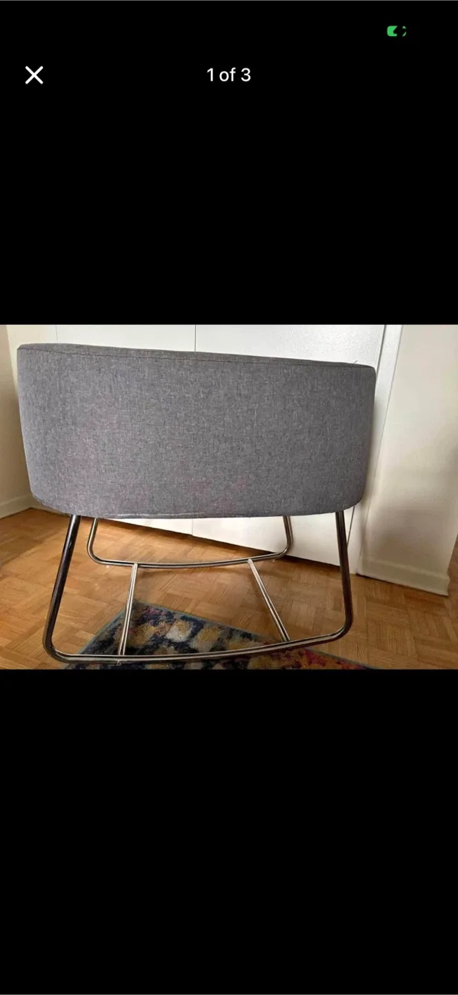 Baby Bassinet with Grey Fabric and White Mattress