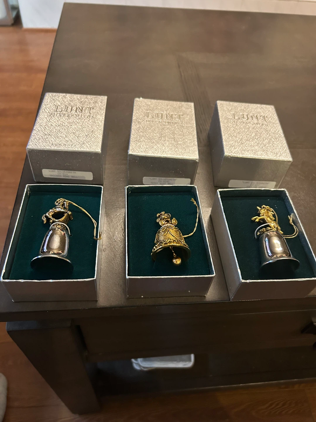 3 Lunt Silversmiths Christmas Ornaments