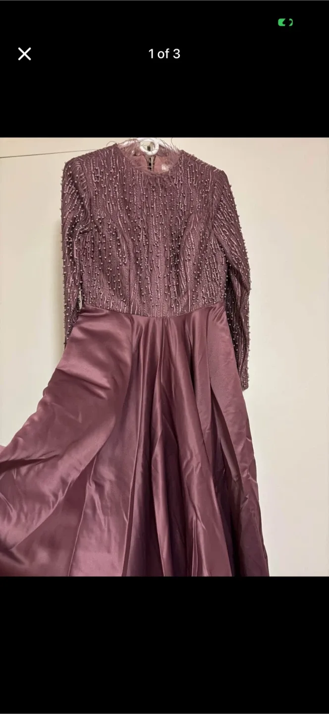 Mauve Beaded Long Sleeve Dress image indicator(3)