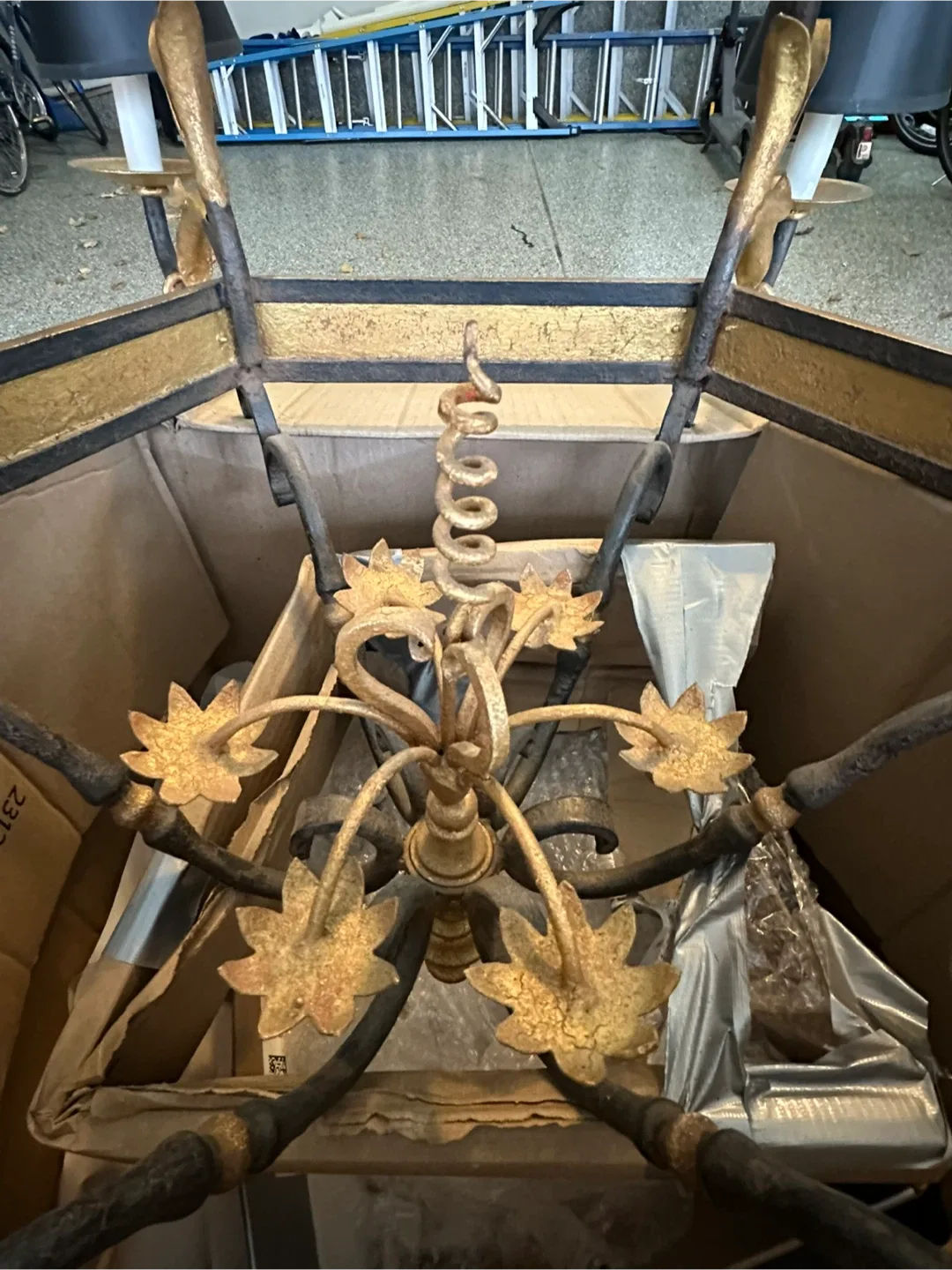 Antique Iron Chandelier, Black and Gold image indicator(4)