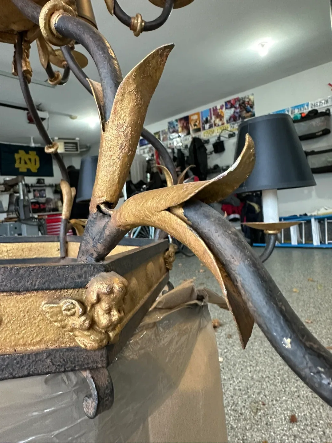 Antique Iron Chandelier, Black and Gold image indicator(6)