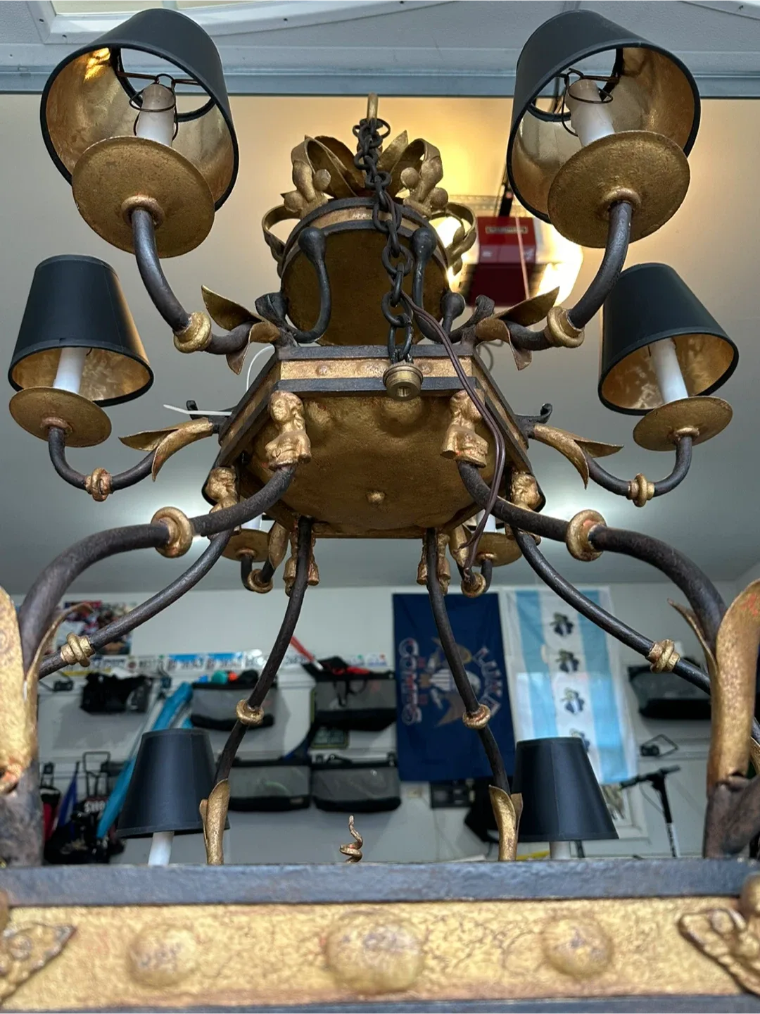 Antique Iron Chandelier, Black and Gold image indicator(2)