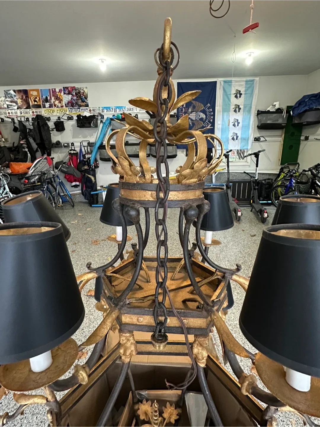 Antique Iron Chandelier, Black and Gold image indicator(3)