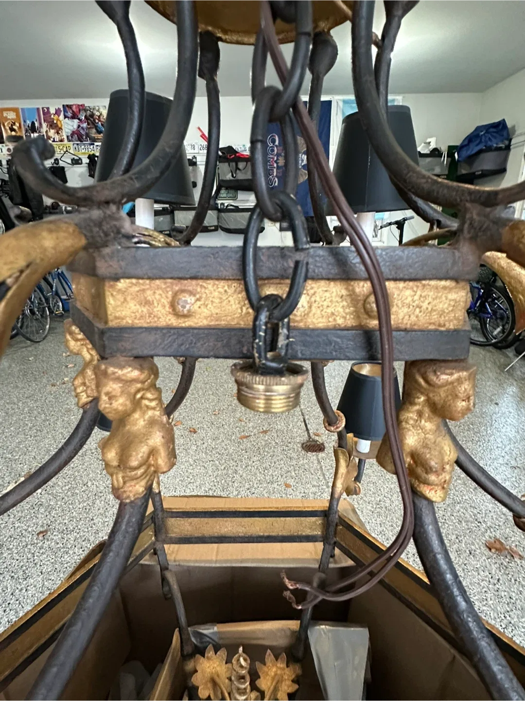 Antique Iron Chandelier, Black and Gold image indicator(5)