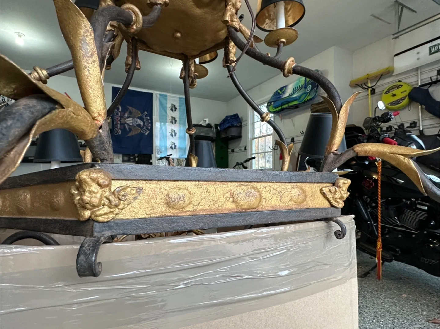 Antique Iron Chandelier, Black and Gold image indicator(7)