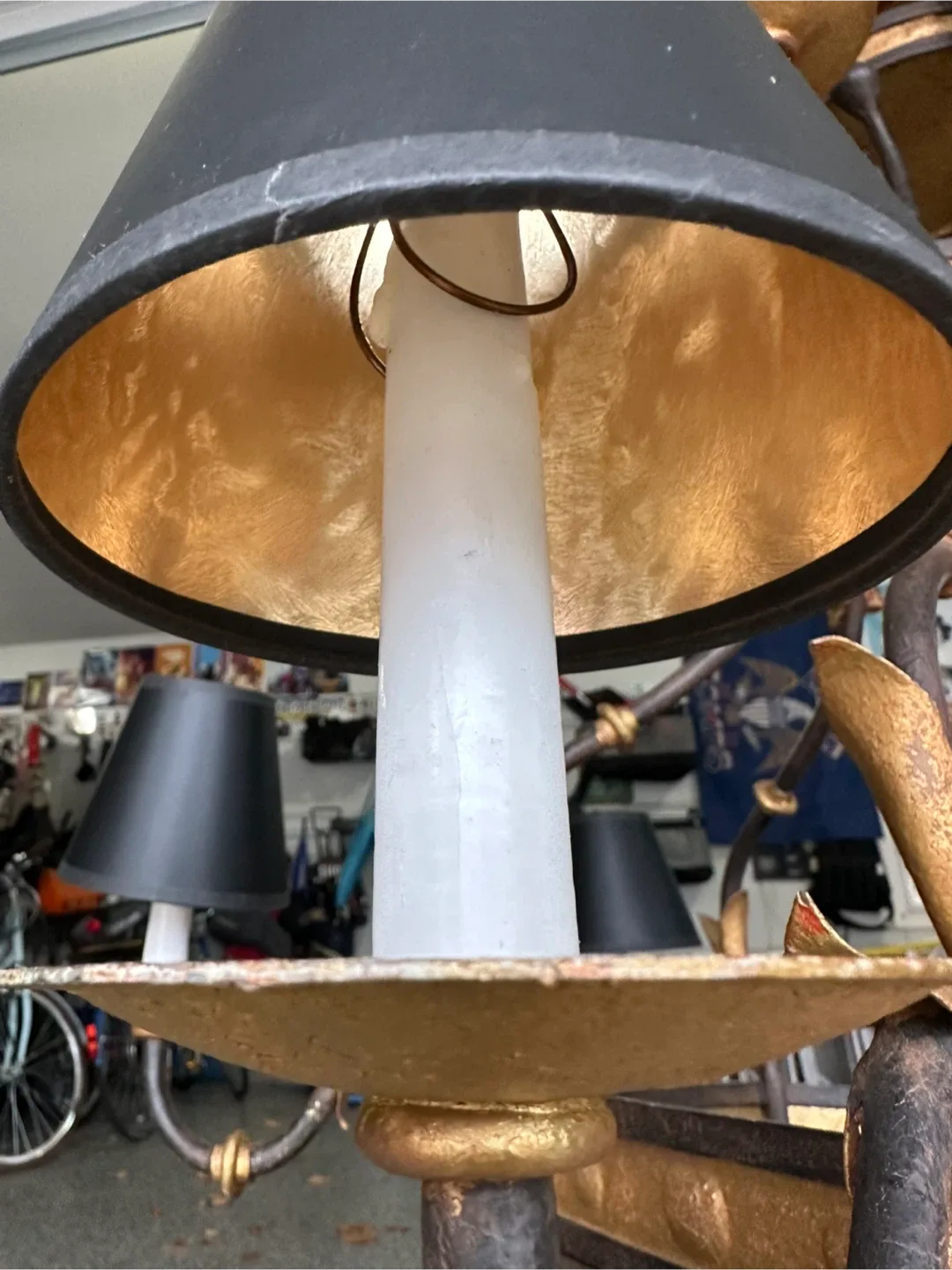 Antique Iron Chandelier, Black and Gold image indicator(9)