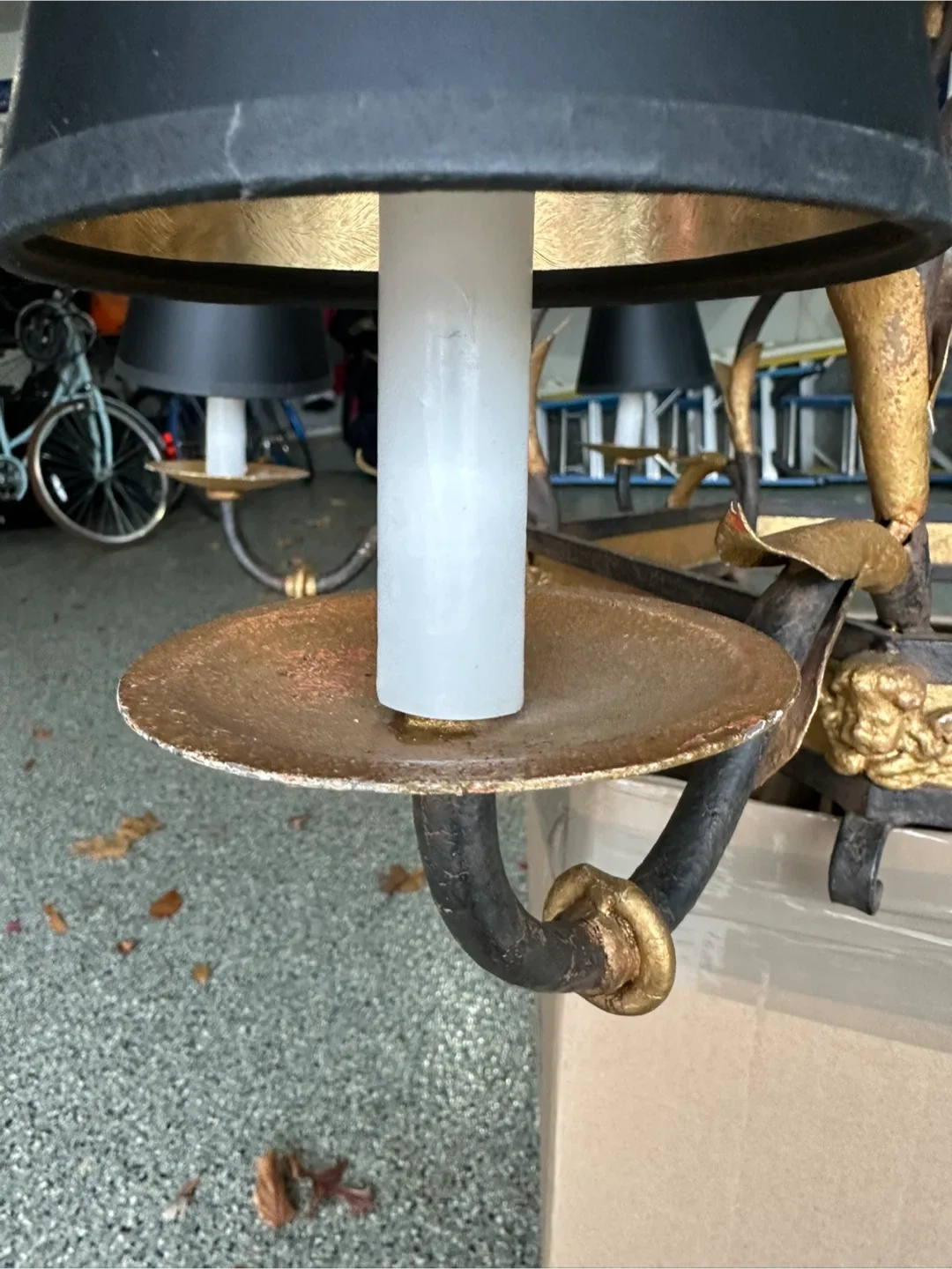 Antique Iron Chandelier, Black and Gold image indicator(8)