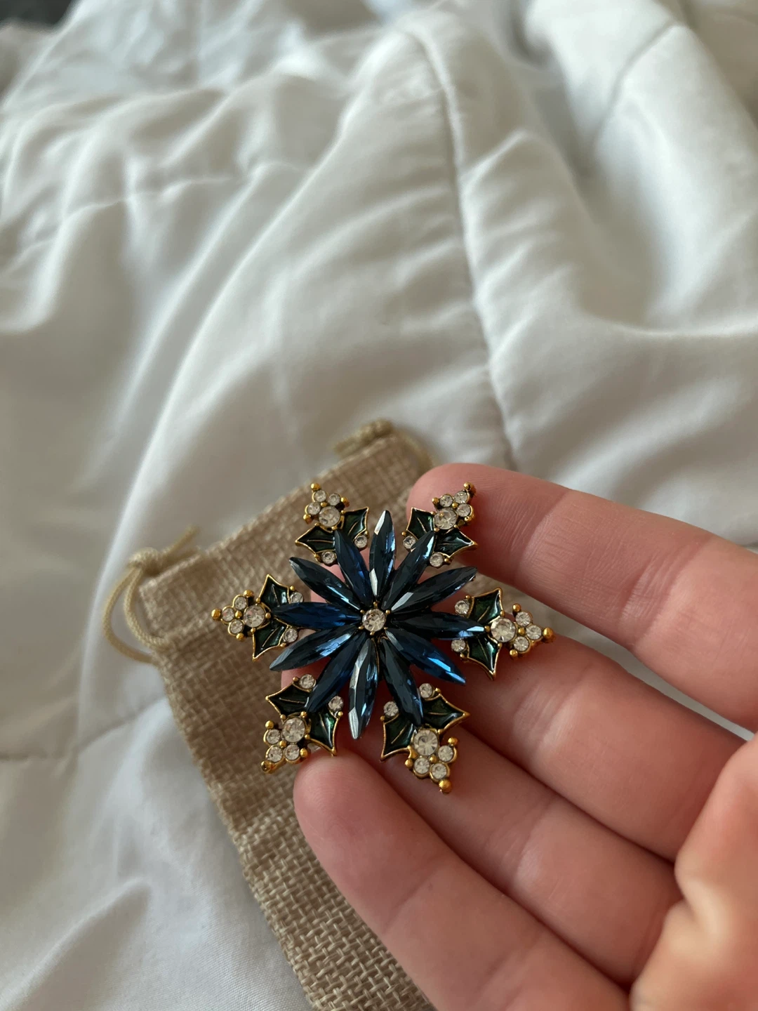 Snowflake Brooch - Blue & Gold - photo 3