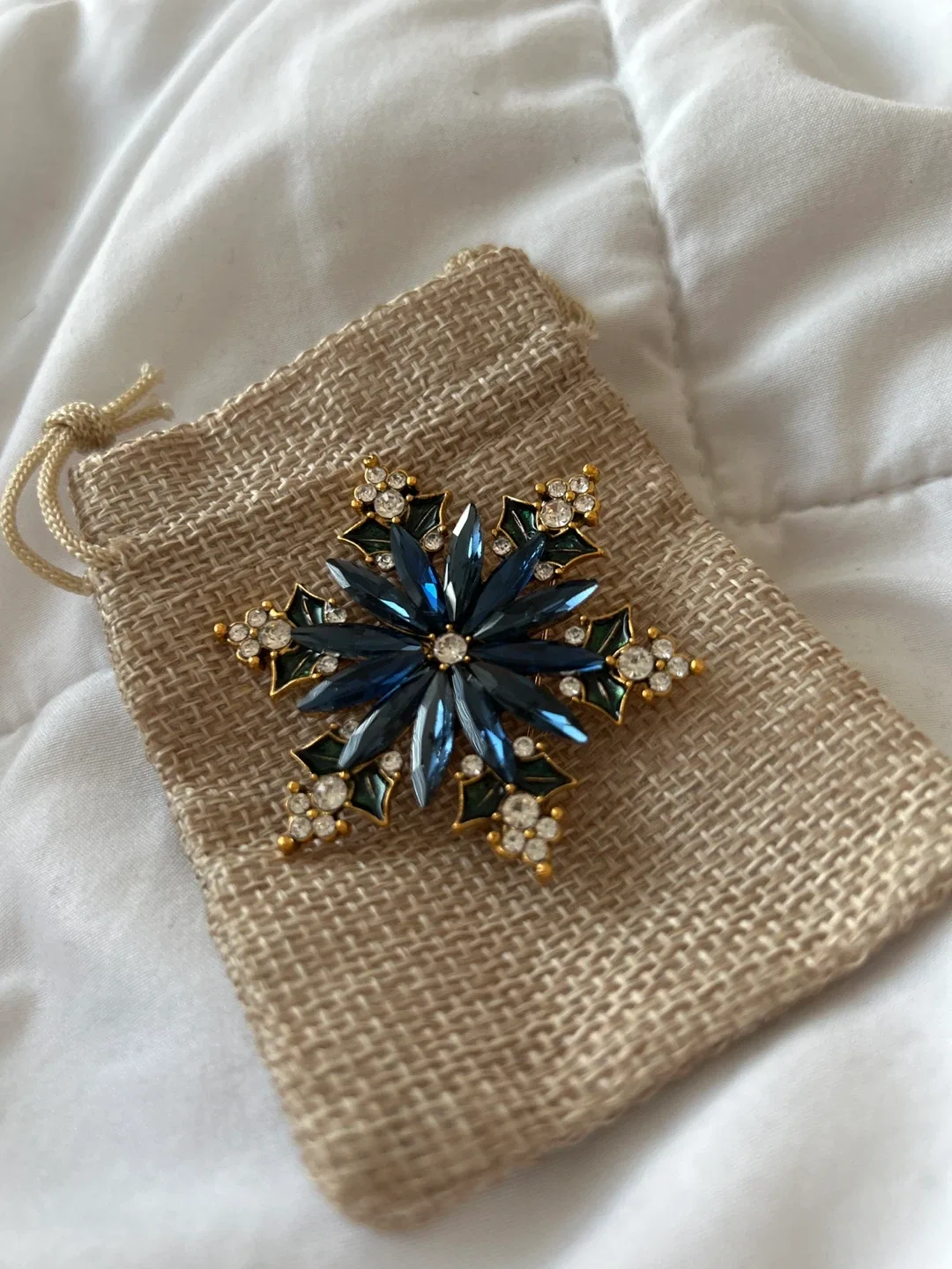 Snowflake Brooch - Blue & Gold