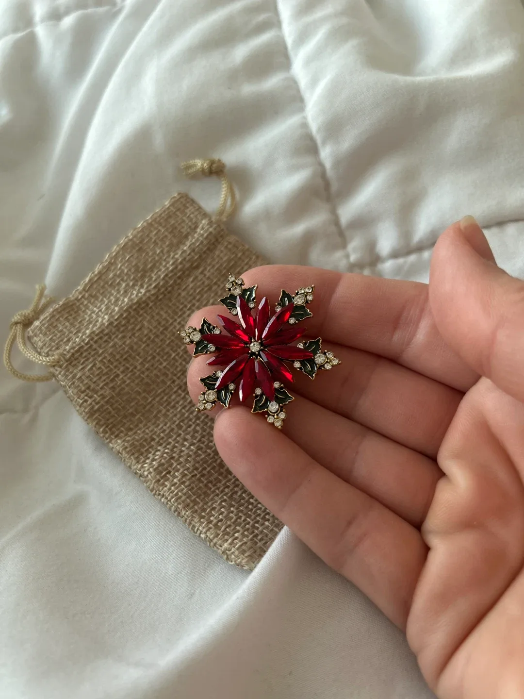 Red Snowflake Brooch