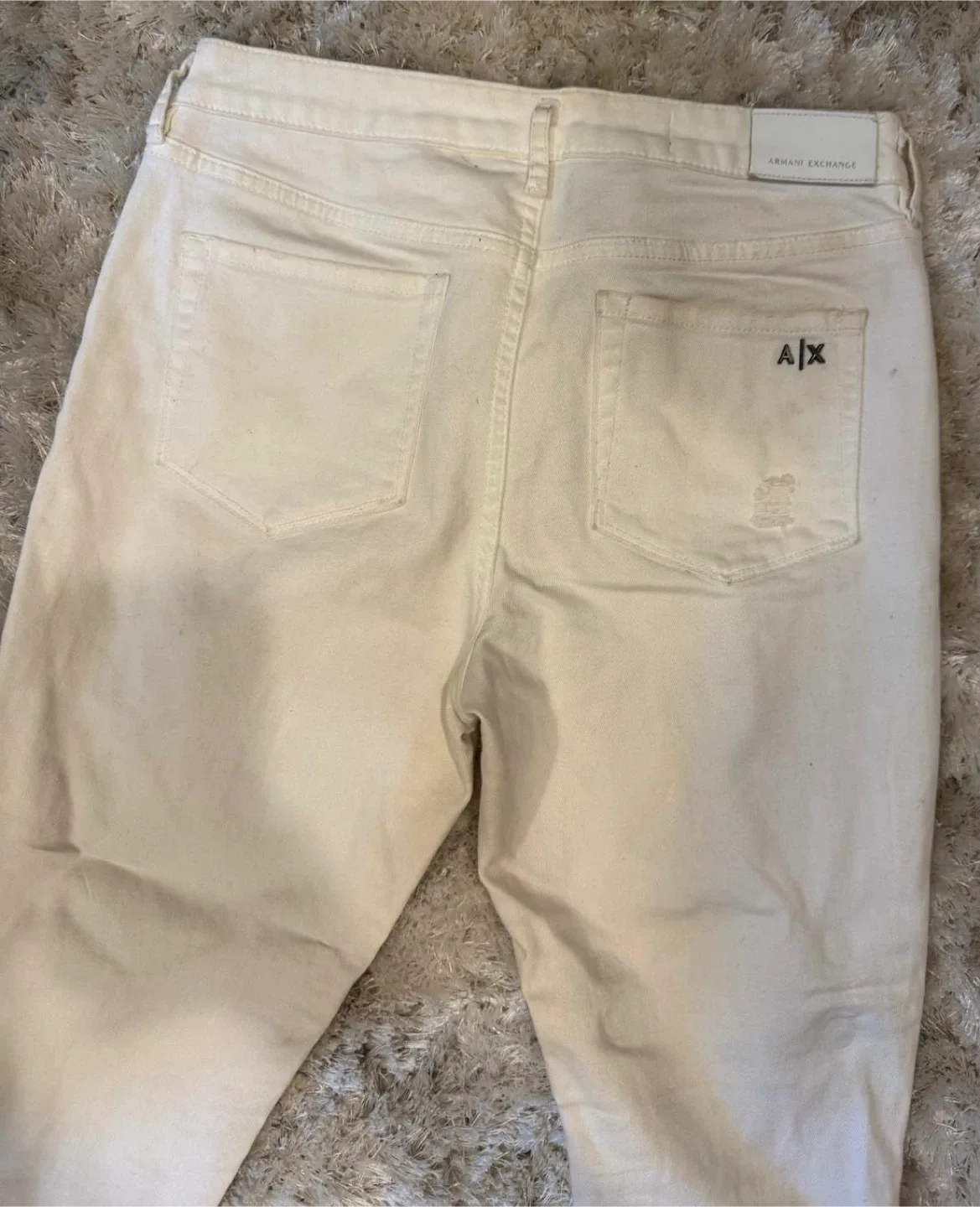 Armani Exchange White Cropped Skinny Jeans - Size 30 image indicator(2)