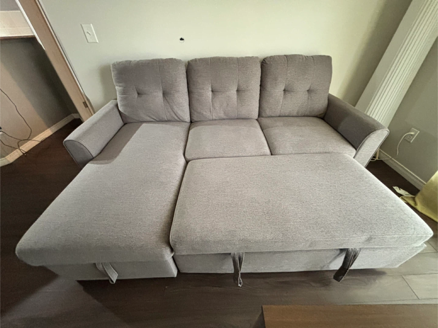 Grey Sectional Sofa with Pull Out Bed & Storage - photo 3