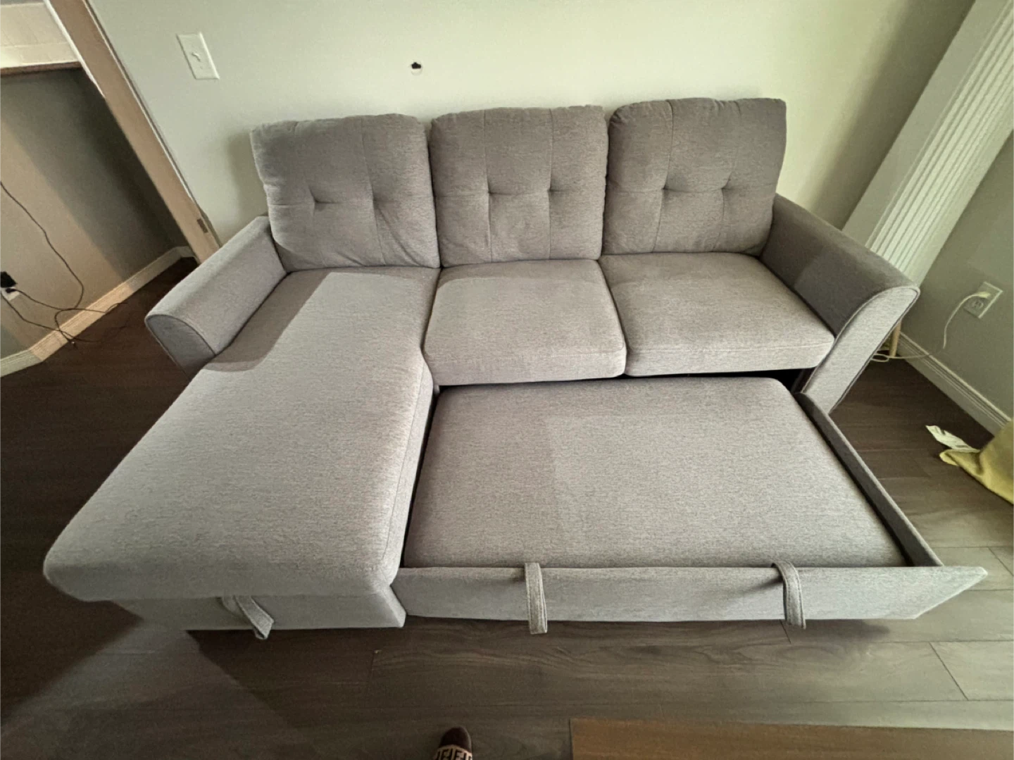 Grey Sectional Sofa with Pull Out Bed & Storage - photo 2