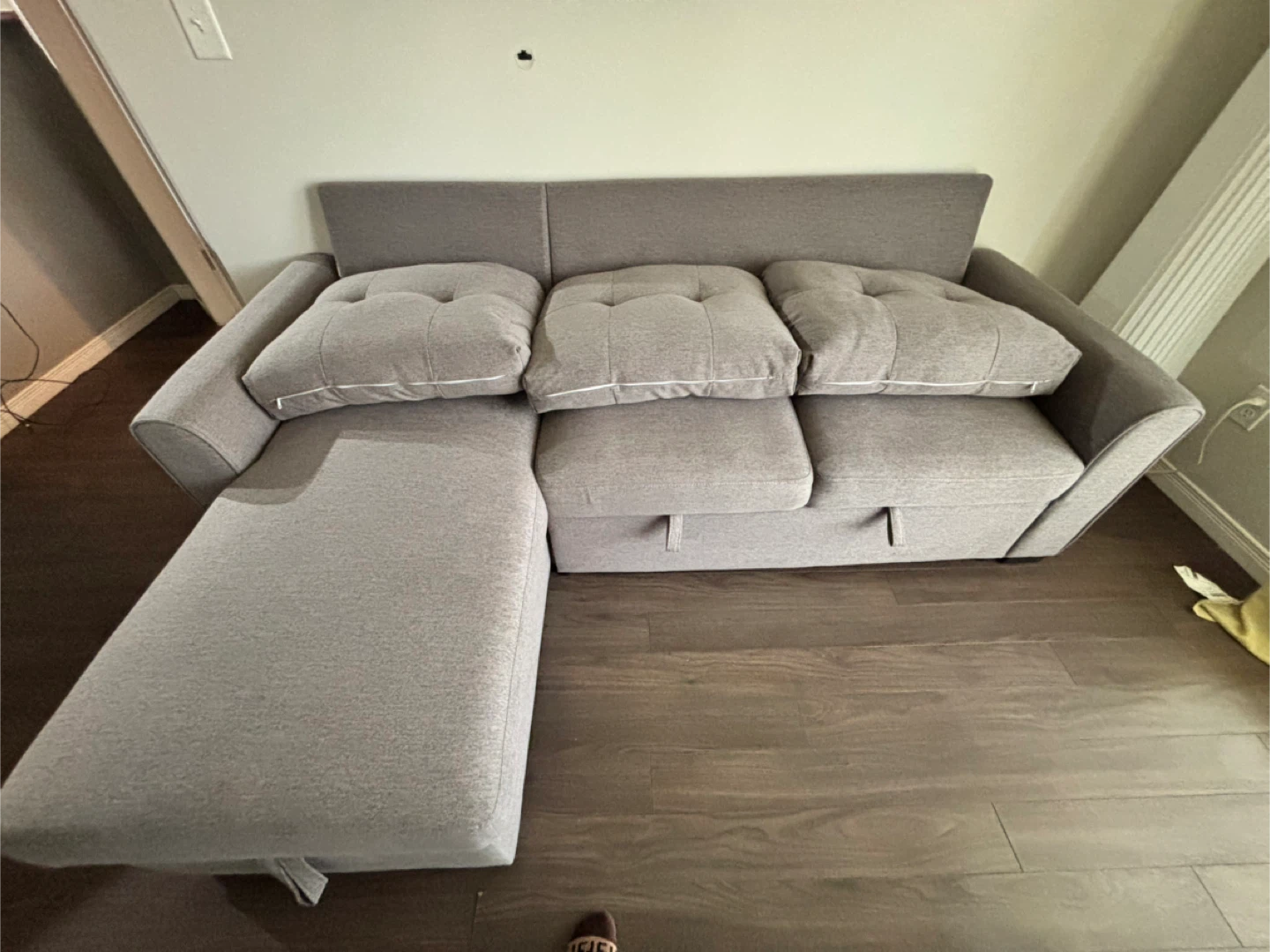 Grey Sectional Sofa with Pull Out Bed & Storage - photo 5