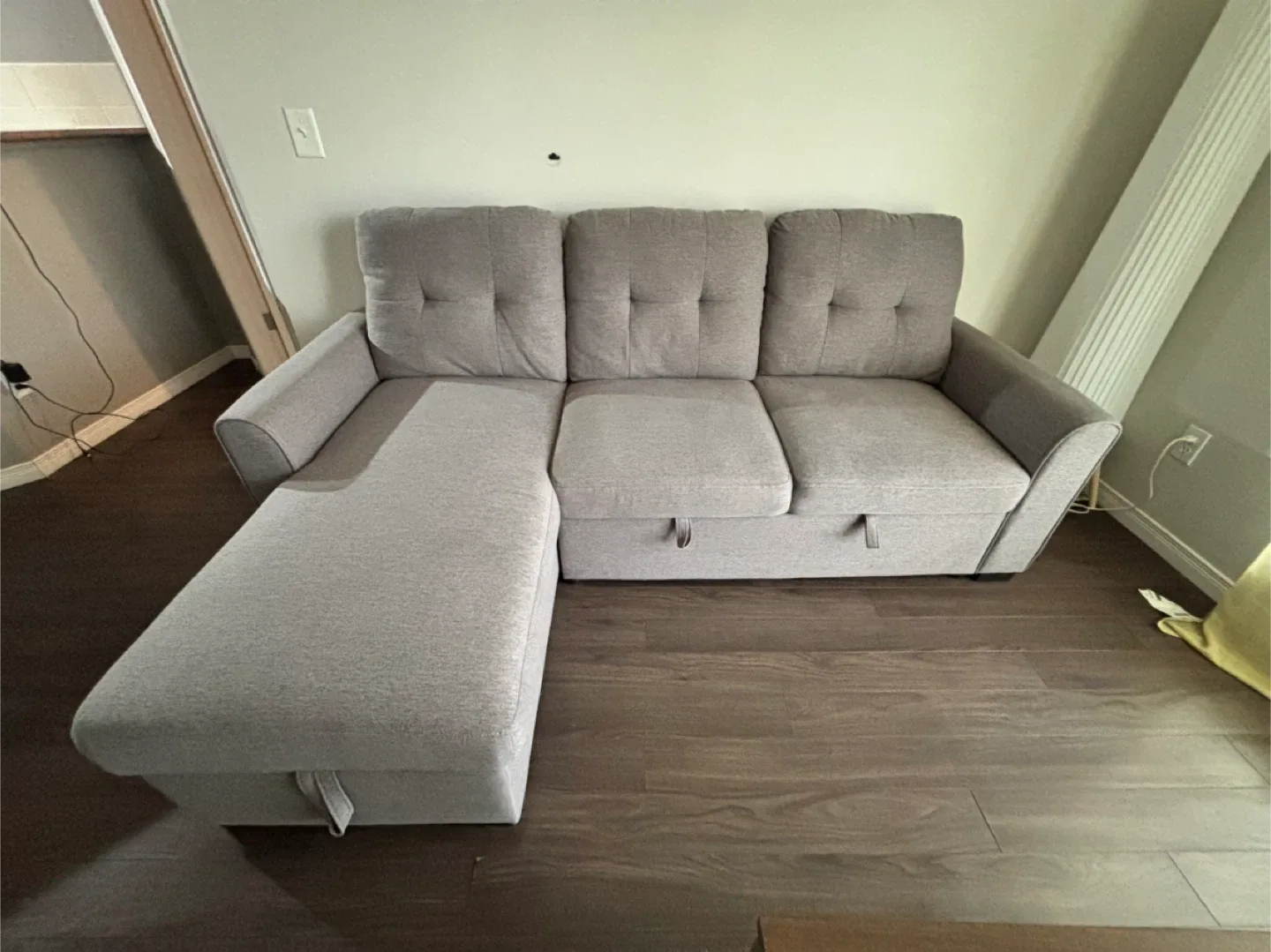 Grey Sectional Sofa with Pull Out Bed & Storage
