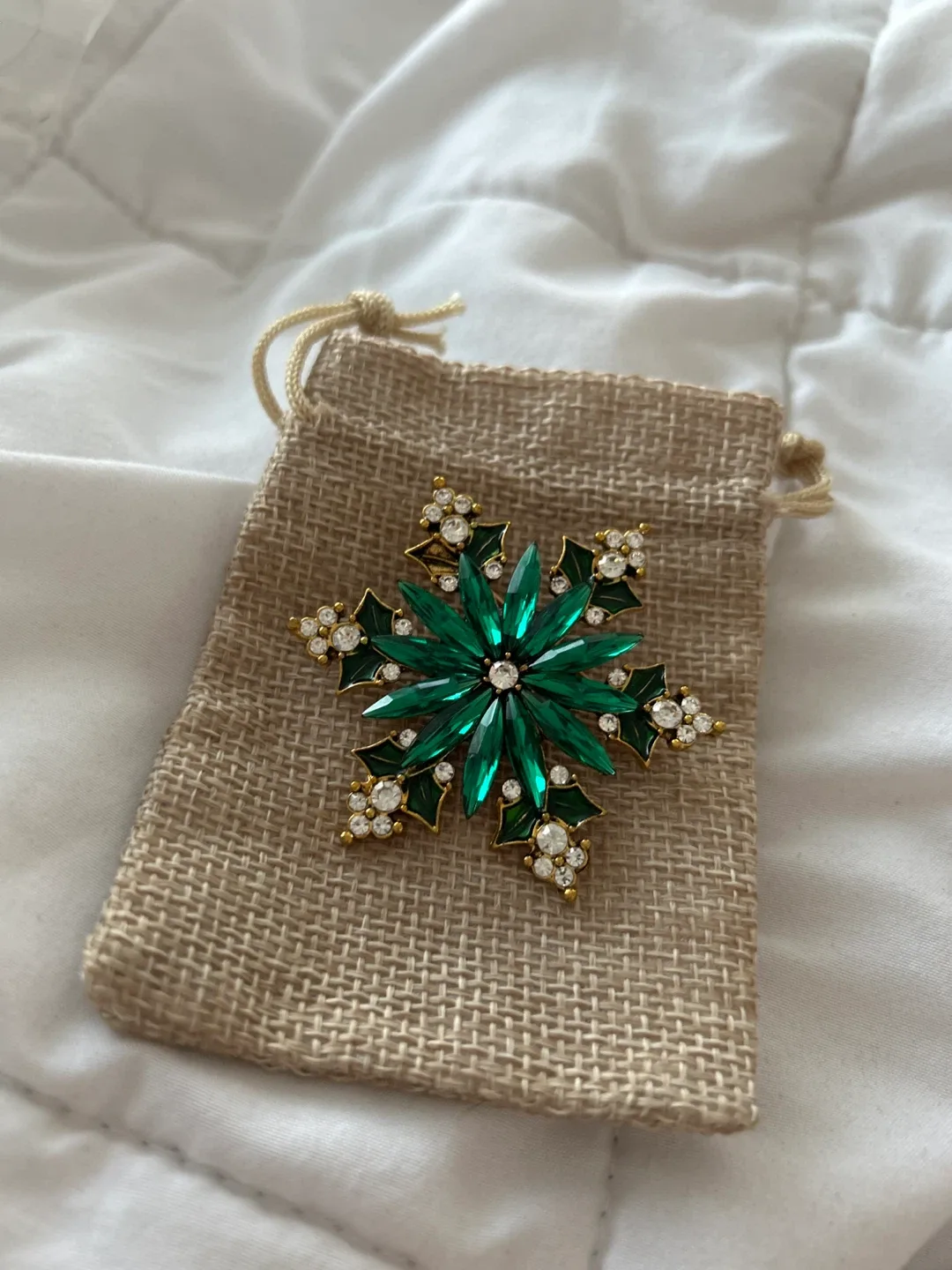 Emerald Green Snowflake Brooch
