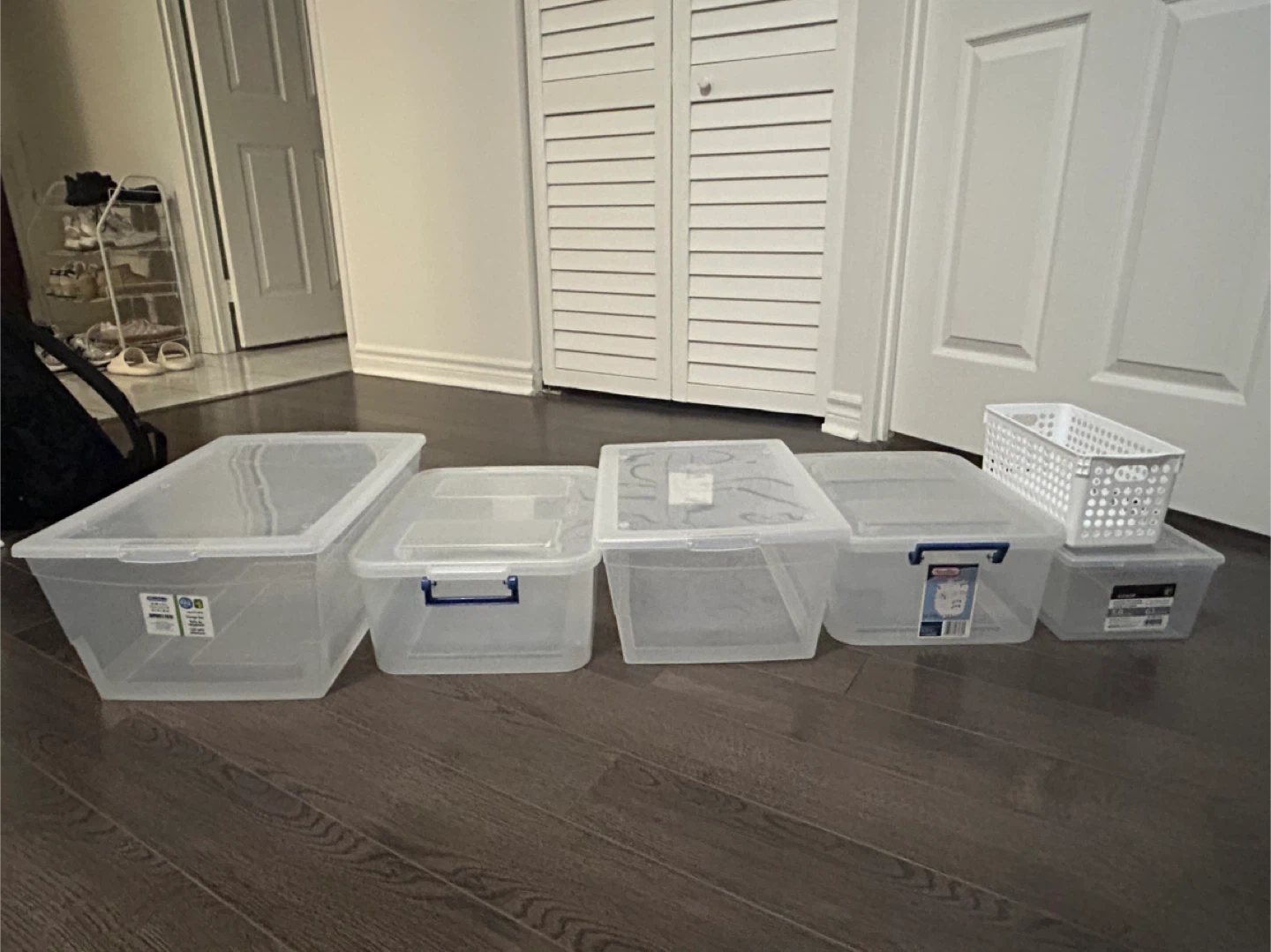 Assorted Clear Plastic Storage Bins