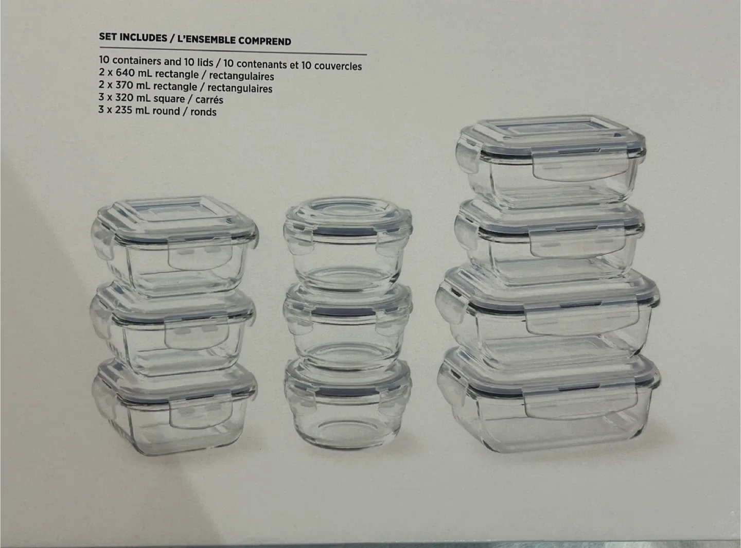 New 10pc PC Glass Storage Containers w/ Locking Lids image indicator(3)